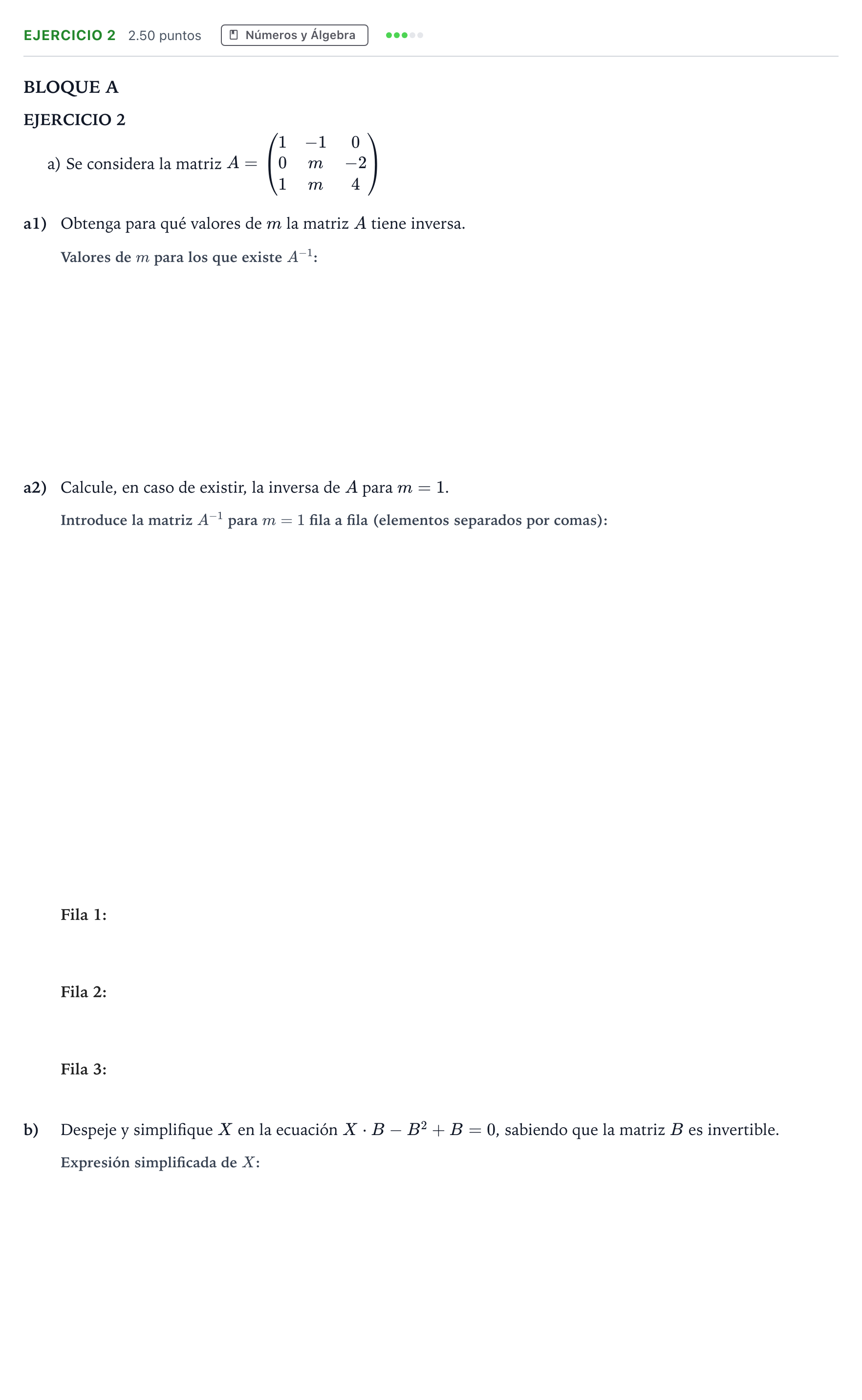 Enunciado: Ejercicio 2 · Matemáticas aplicadas a las Ciencias Sociales II PAU Andalucía Ordinaria Suplente 2023