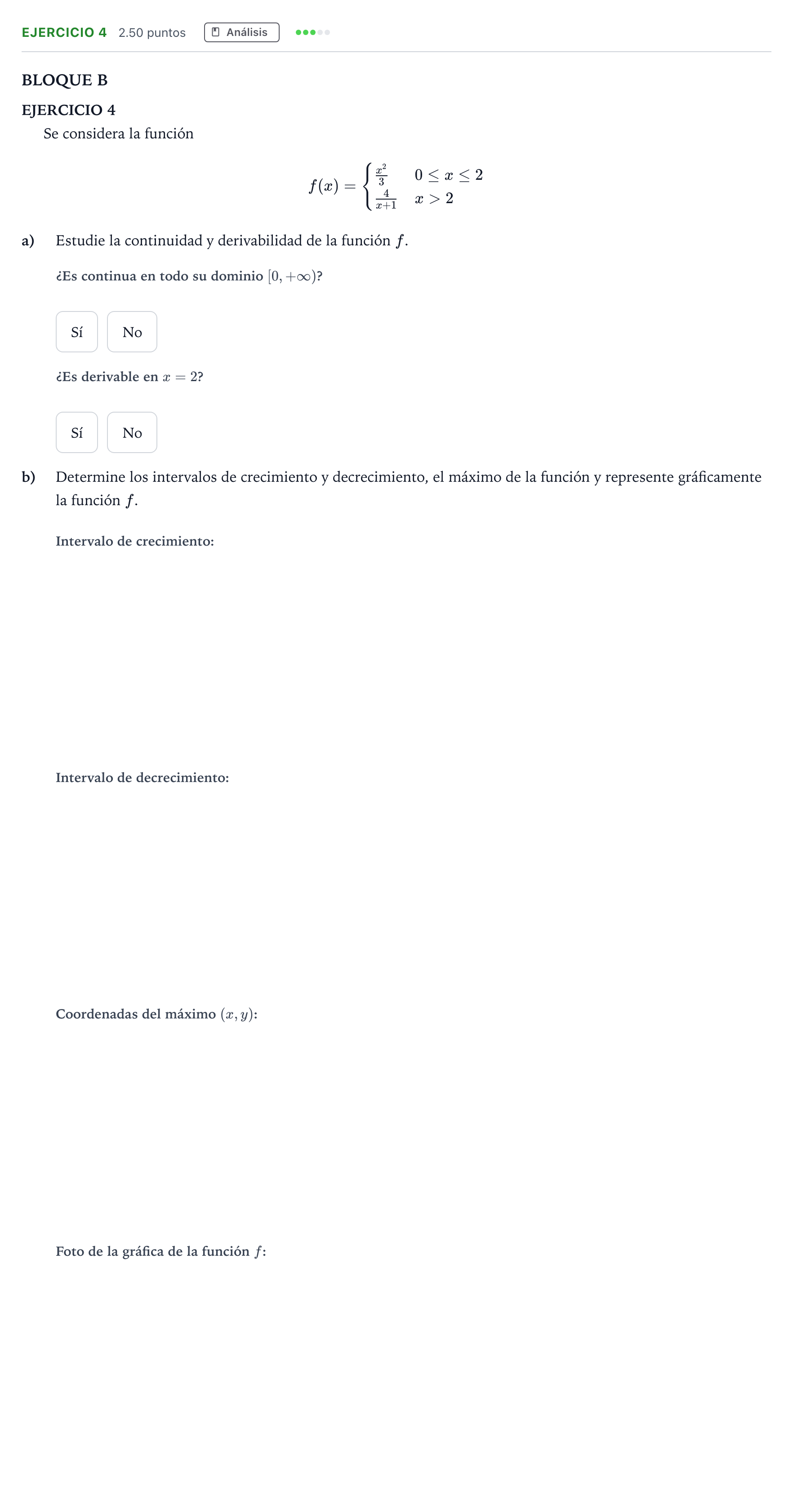 Enunciado: Ejercicio 4 · Matemáticas aplicadas a las Ciencias Sociales II PAU Andalucía Ordinaria Suplente 2023