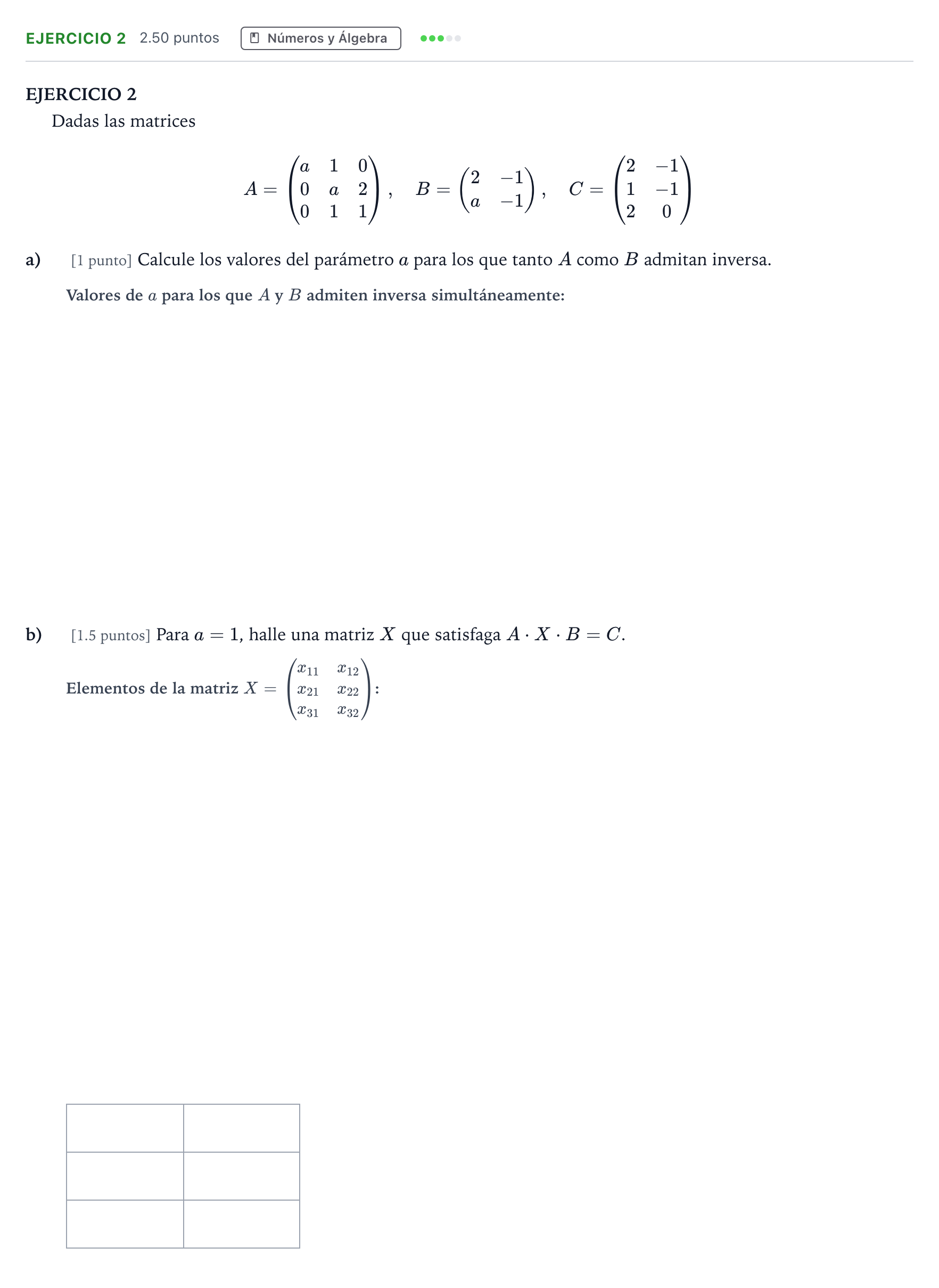 Enunciado: EJERCICIO 2 · Matemáticas aplicadas a las Ciencias Sociales II PAU Andalucía Ordinaria Titular 2023
