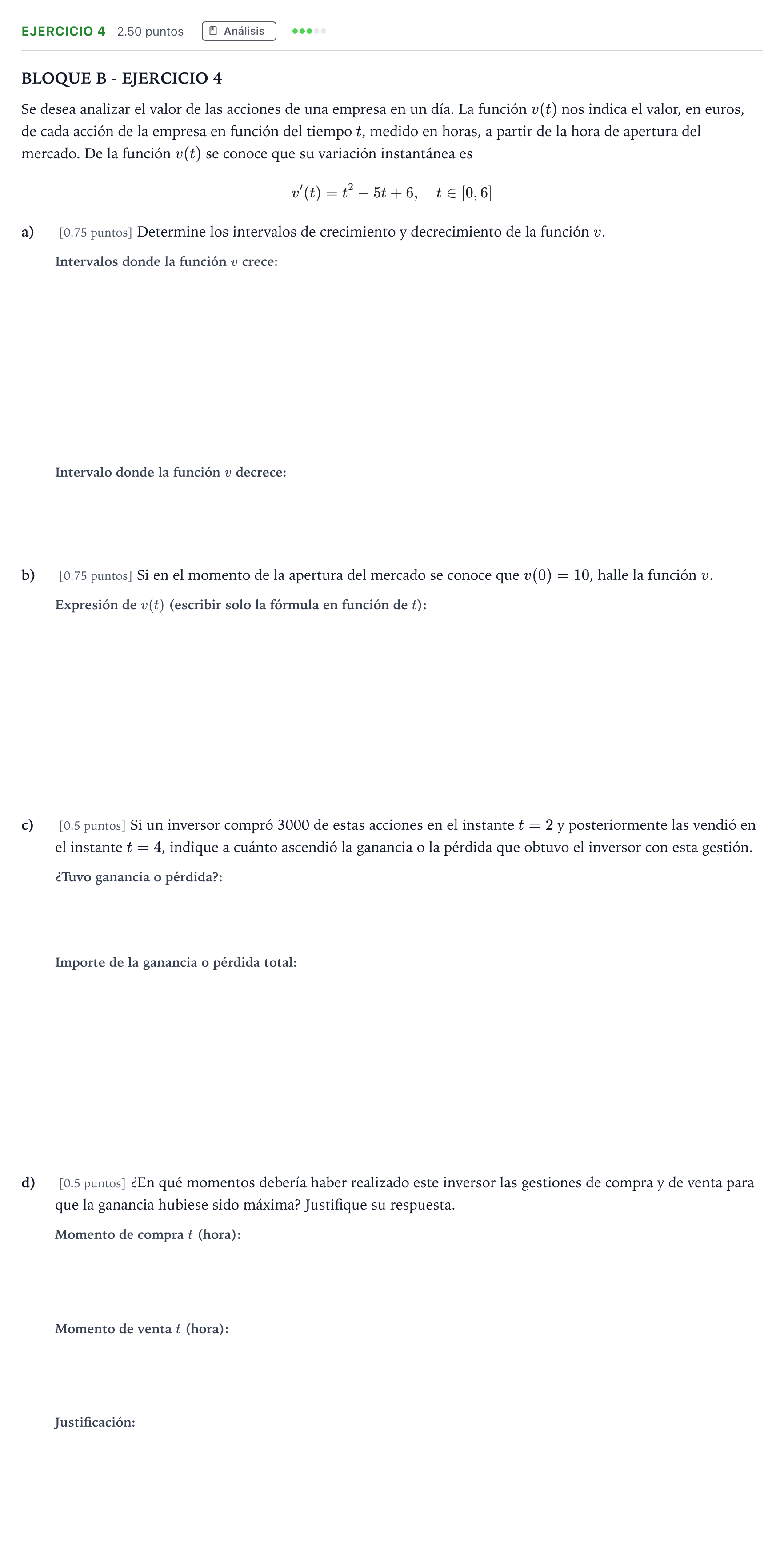 Enunciado: EJERCICIO 4 · Matemáticas aplicadas a las Ciencias Sociales II PAU Andalucía Ordinaria Titular 2023