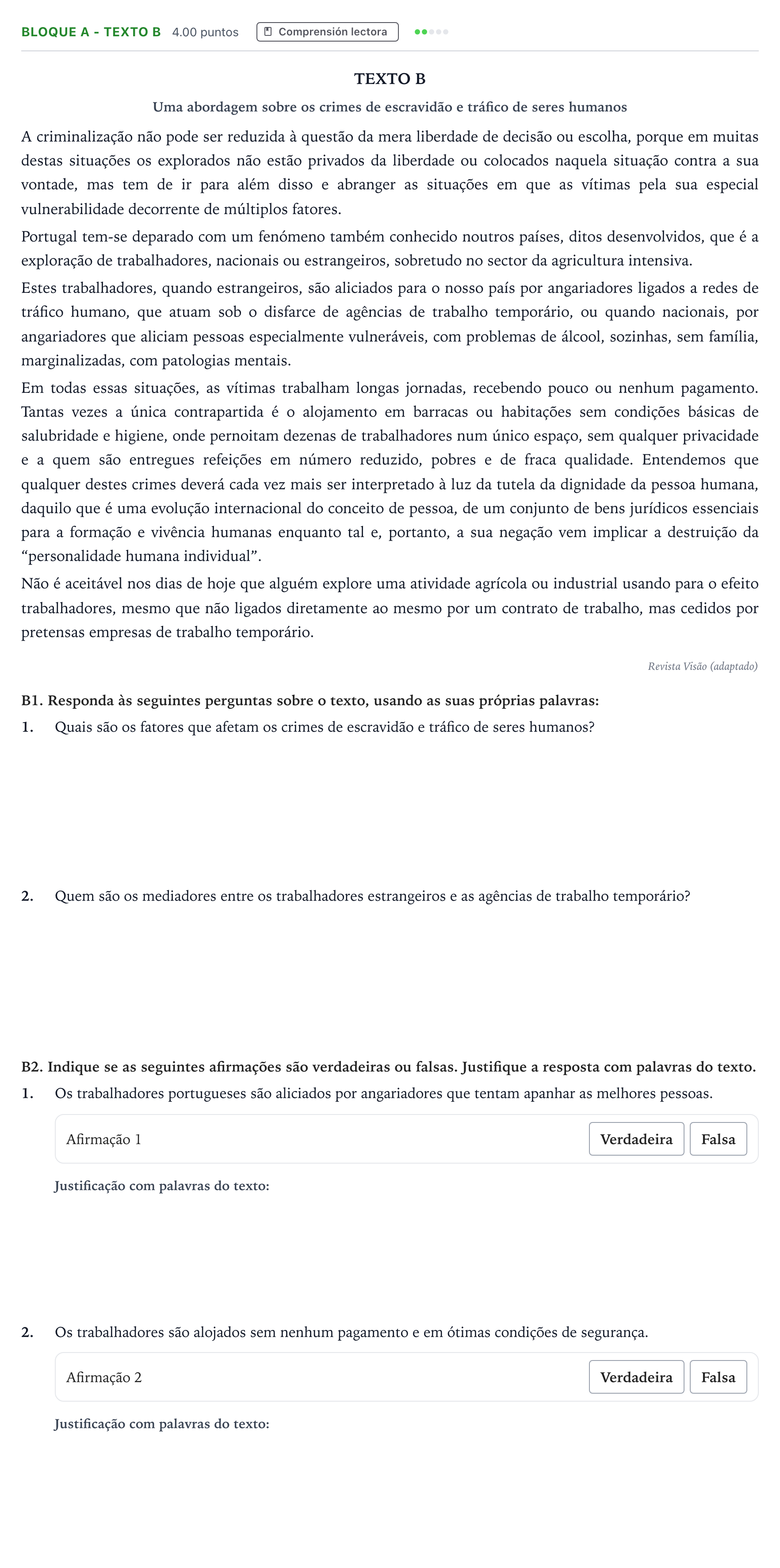Enunciado: Bloque A - Texto B · Portugués PAU Andalucía Ordinaria Suplente 2023