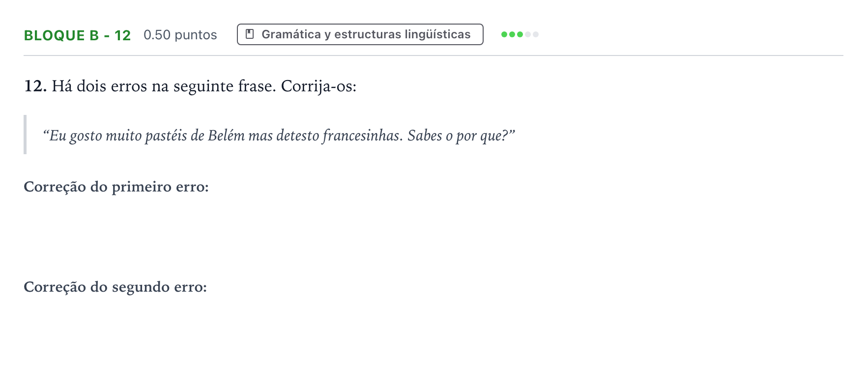 Enunciado: Bloque B - 12 · Portugués PAU Andalucía Ordinaria Suplente 2023