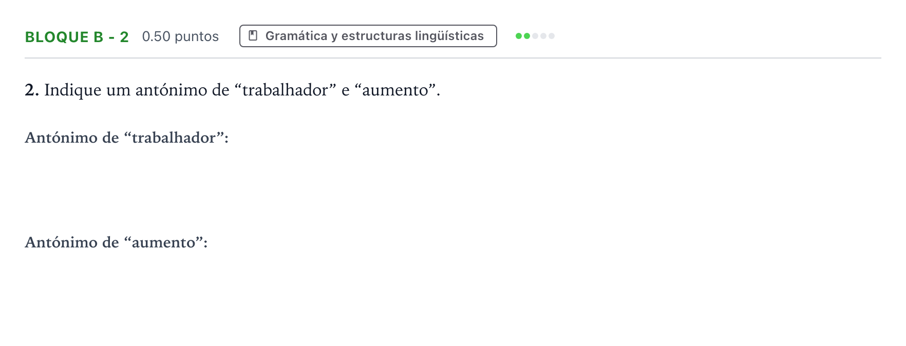 Enunciado: Bloque B - 2 · Portugués PAU Andalucía Ordinaria Suplente 2023