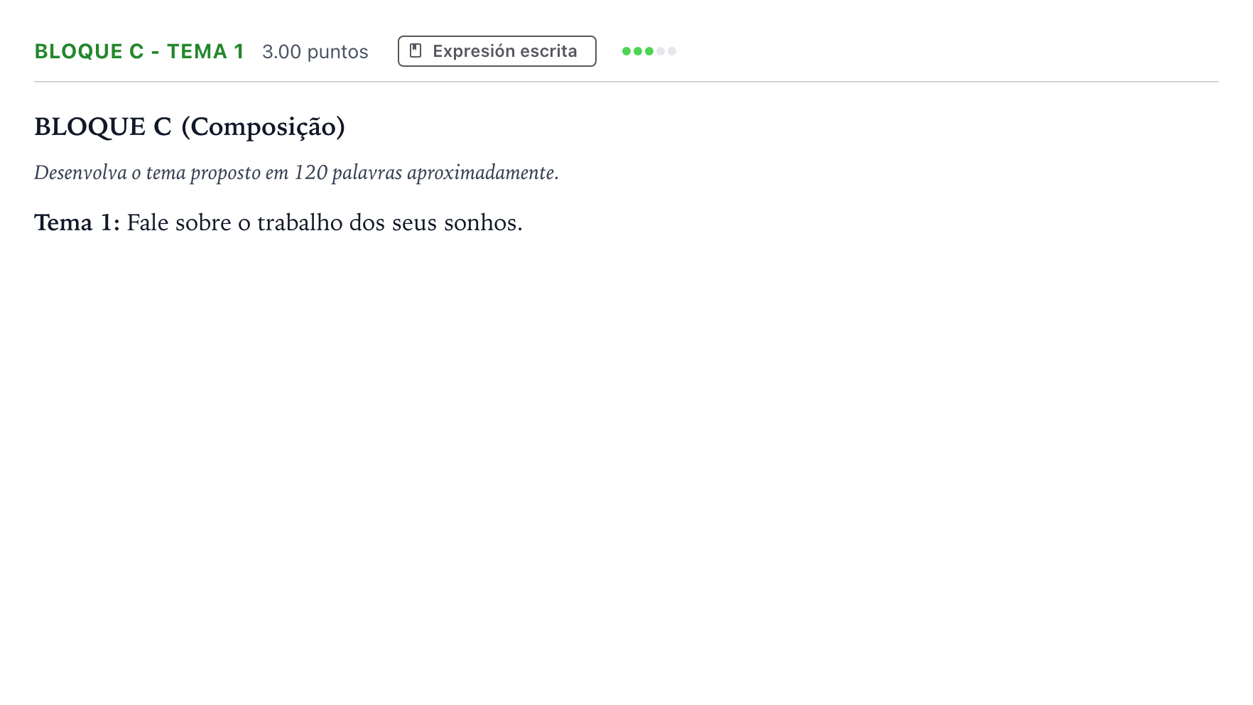 Enunciado: Bloque C - Tema 1 · Portugués PAU Andalucía Ordinaria Suplente 2023