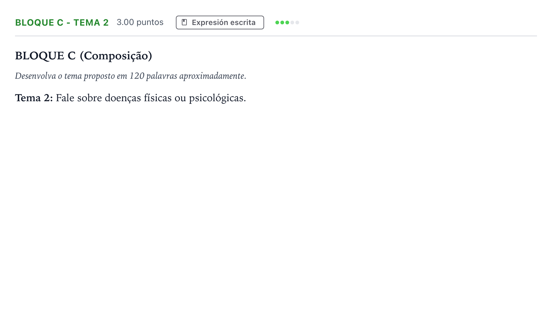 Enunciado: Bloque C - Tema 2 · Portugués PAU Andalucía Ordinaria Suplente 2023