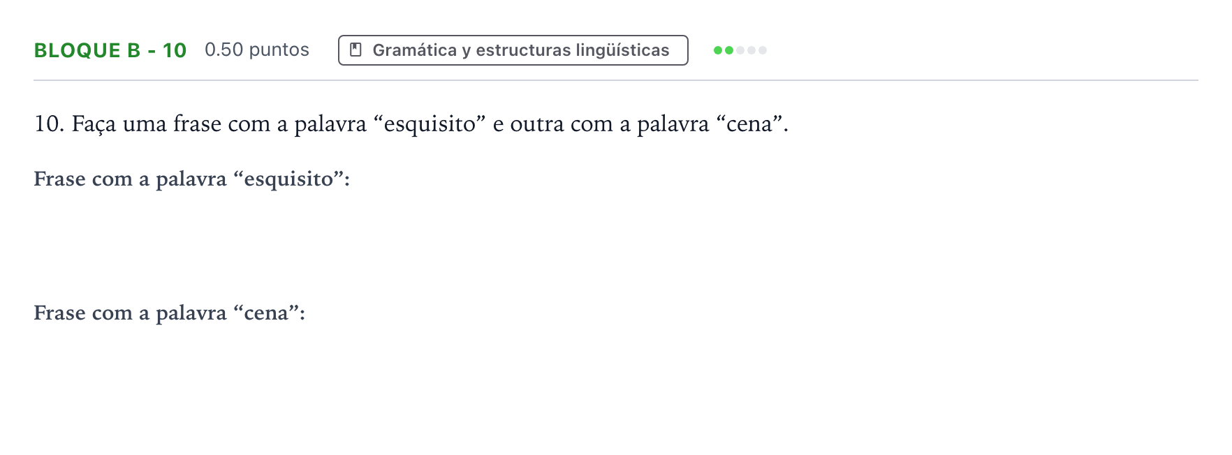 Enunciado: Bloque B - 10 · Portugués PAU Andalucía Ordinaria Titular (Acceso) 2023