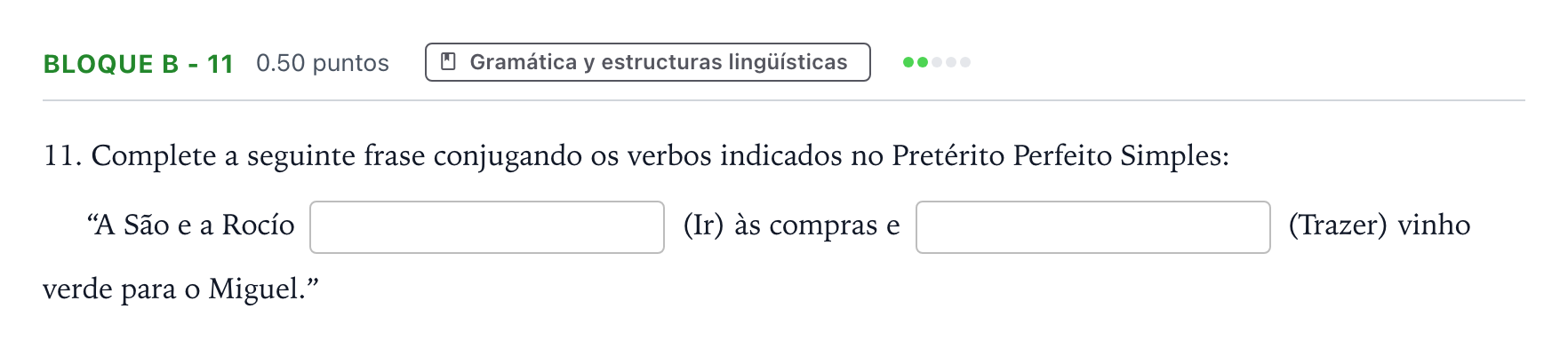 Enunciado: Bloque B - 11 · Portugués PAU Andalucía Ordinaria Titular (Acceso) 2023