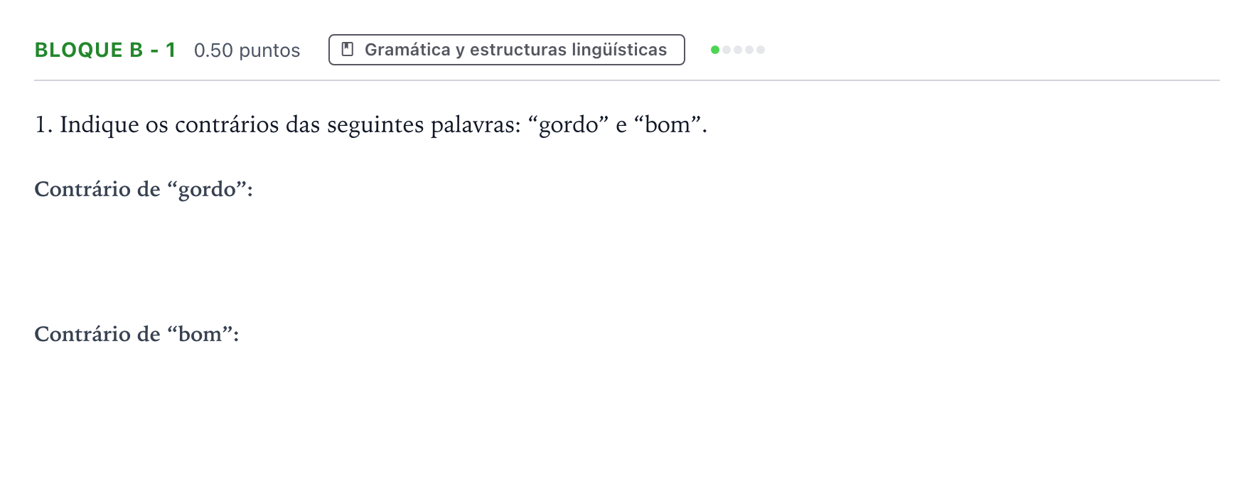 Enunciado: Bloque B - 1 · Portugués PAU Andalucía Ordinaria Titular (Acceso) 2023