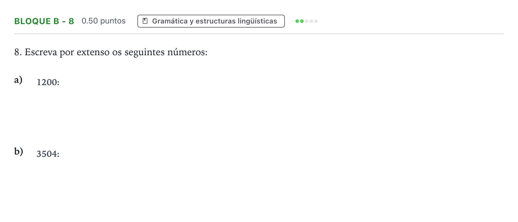 Enunciado: Bloque B - 8 · Portugués PAU Andalucía Ordinaria Titular (Acceso) 2023
