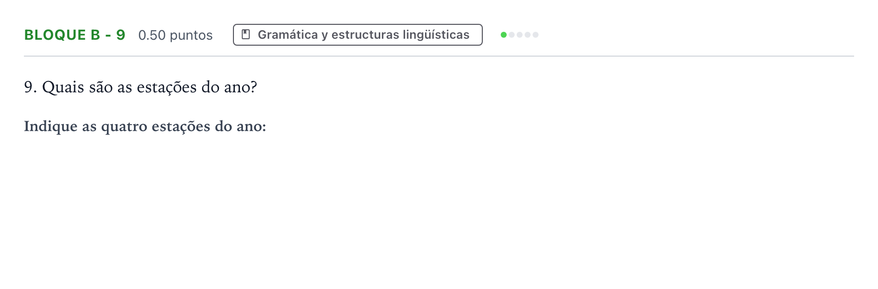 Enunciado: Bloque B - 9 · Portugués PAU Andalucía Ordinaria Titular (Acceso) 2023
