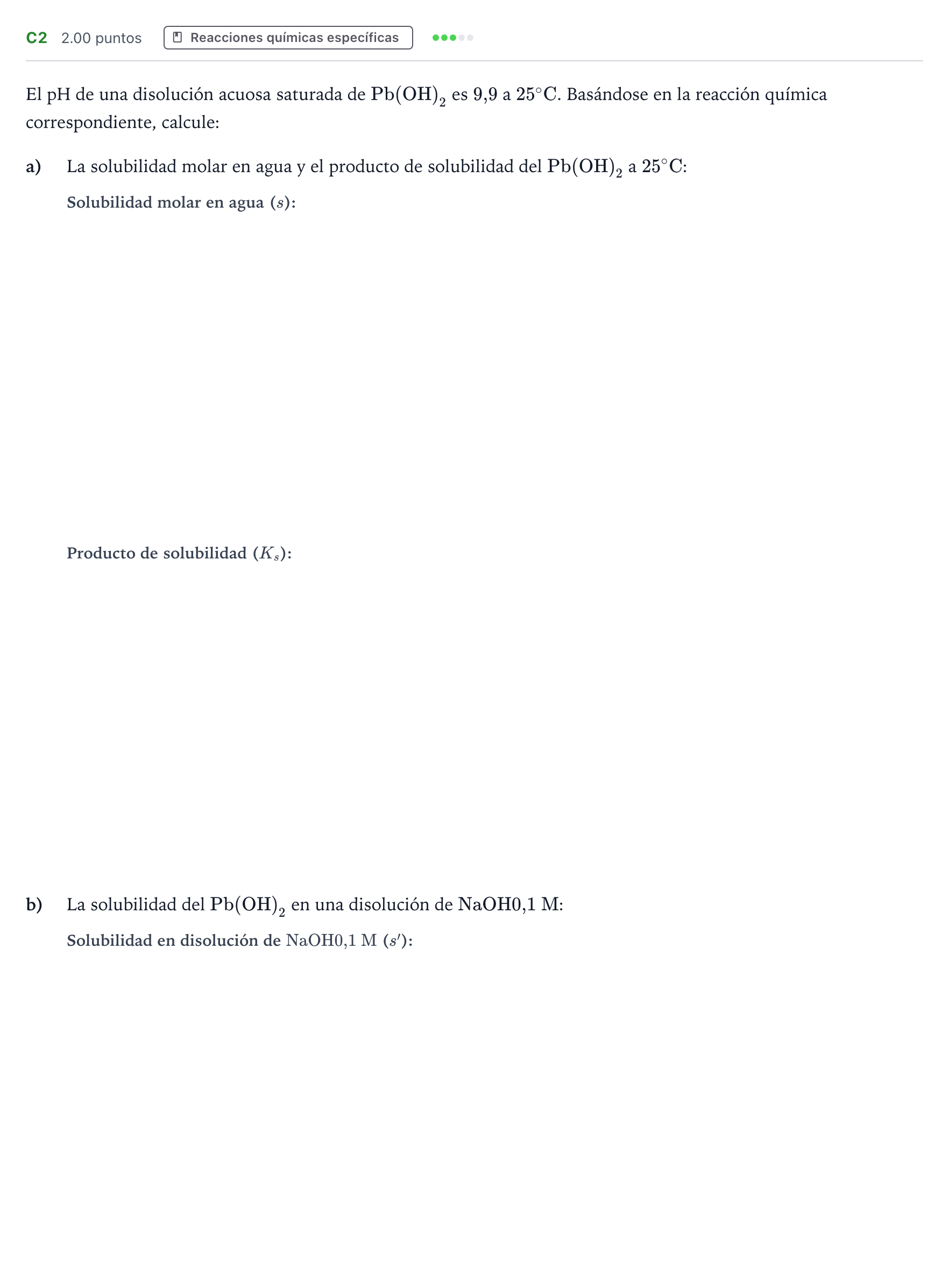 Enunciado: Ejercicio C2 · Química PAU Andalucía Extraordinaria Reserva 2023