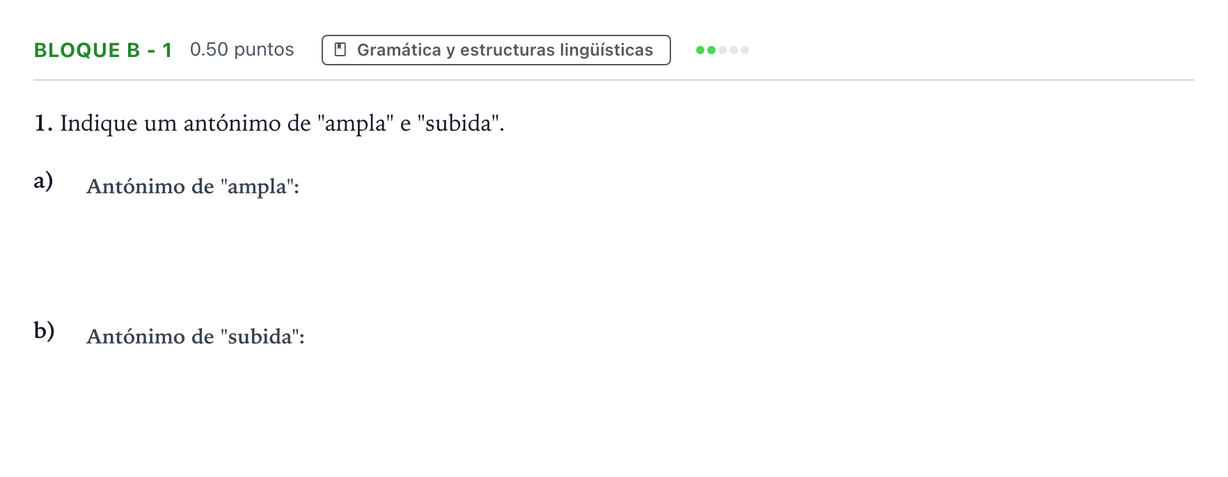 Enunciado: Bloque B - 1 · Portugués PAU Andalucía Ordinaria Titular (Admisión) 2023