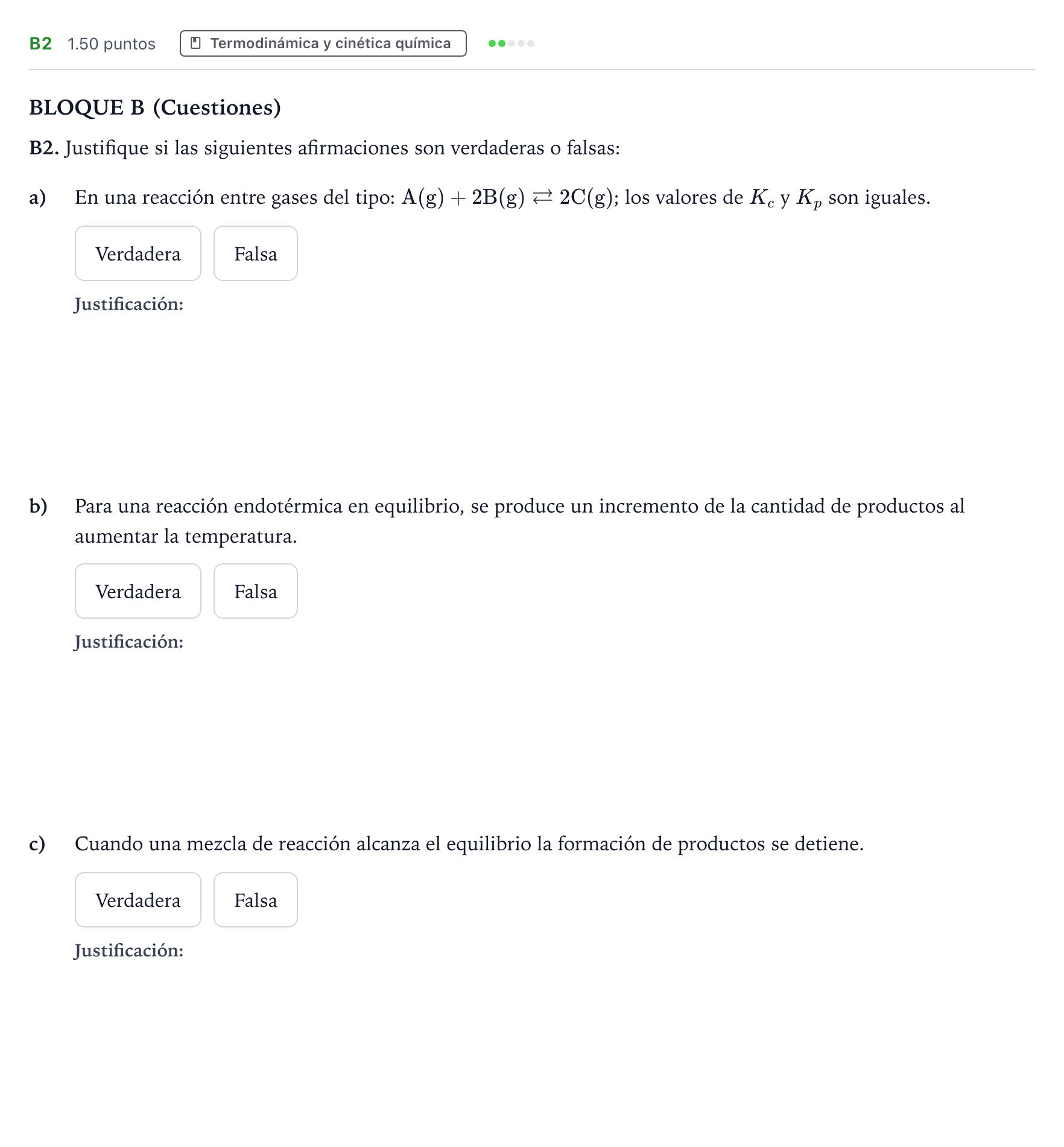 Enunciado: Ejercicio B2 · Química PAU Andalucía Extraordinaria Titular 2023