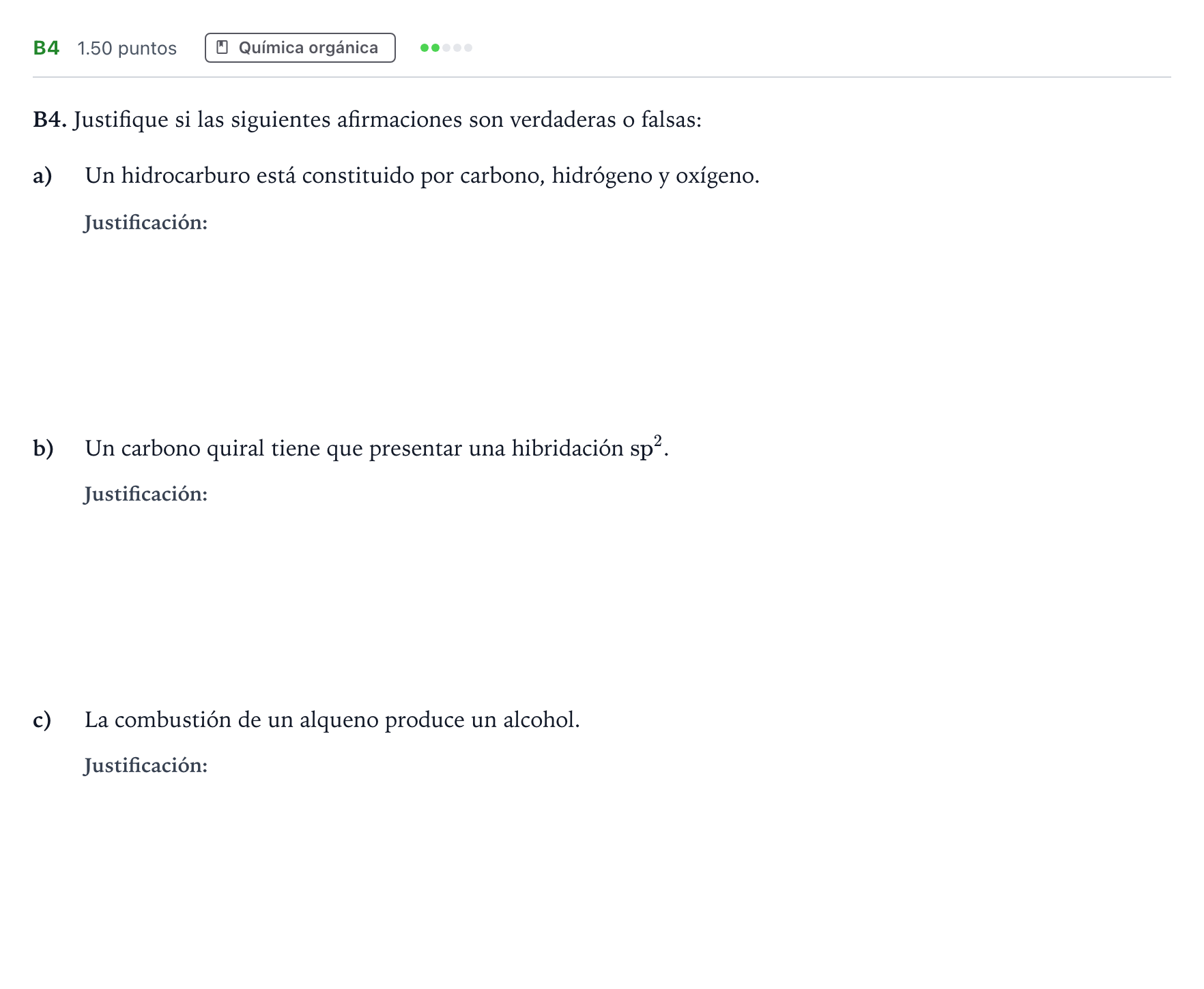 Enunciado: Ejercicio B4 · Química PAU Andalucía Ordinaria Reserva 2023