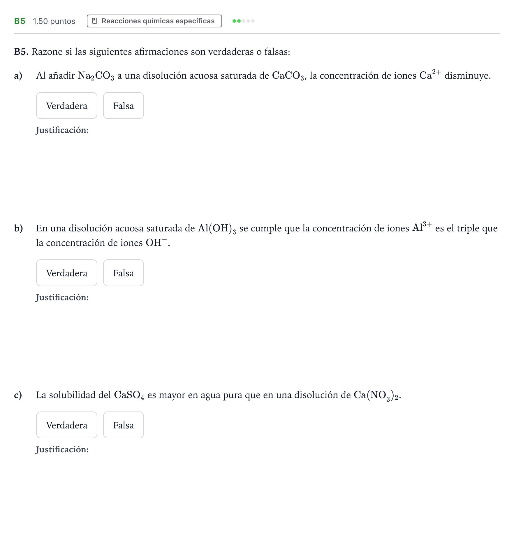 Enunciado: Ejercicio B5 · Química PAU Andalucía Ordinaria Suplente 2023