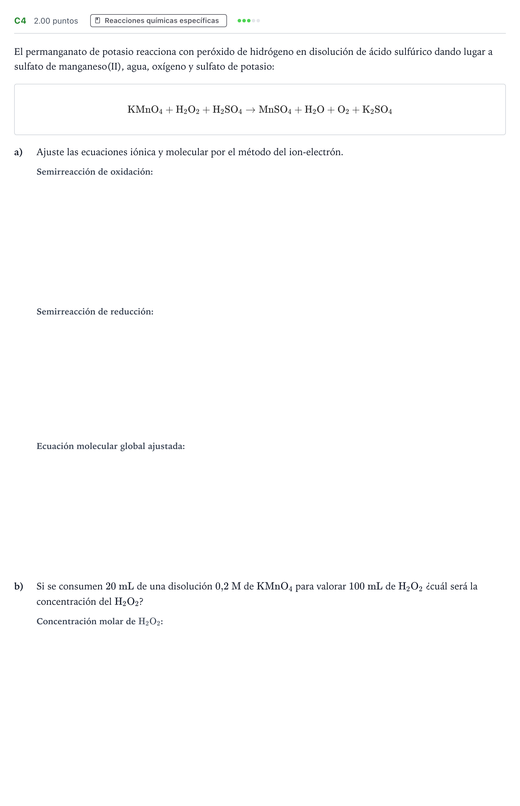Enunciado: Ejercicio C4 · Química PAU Andalucía Ordinaria Suplente 2023