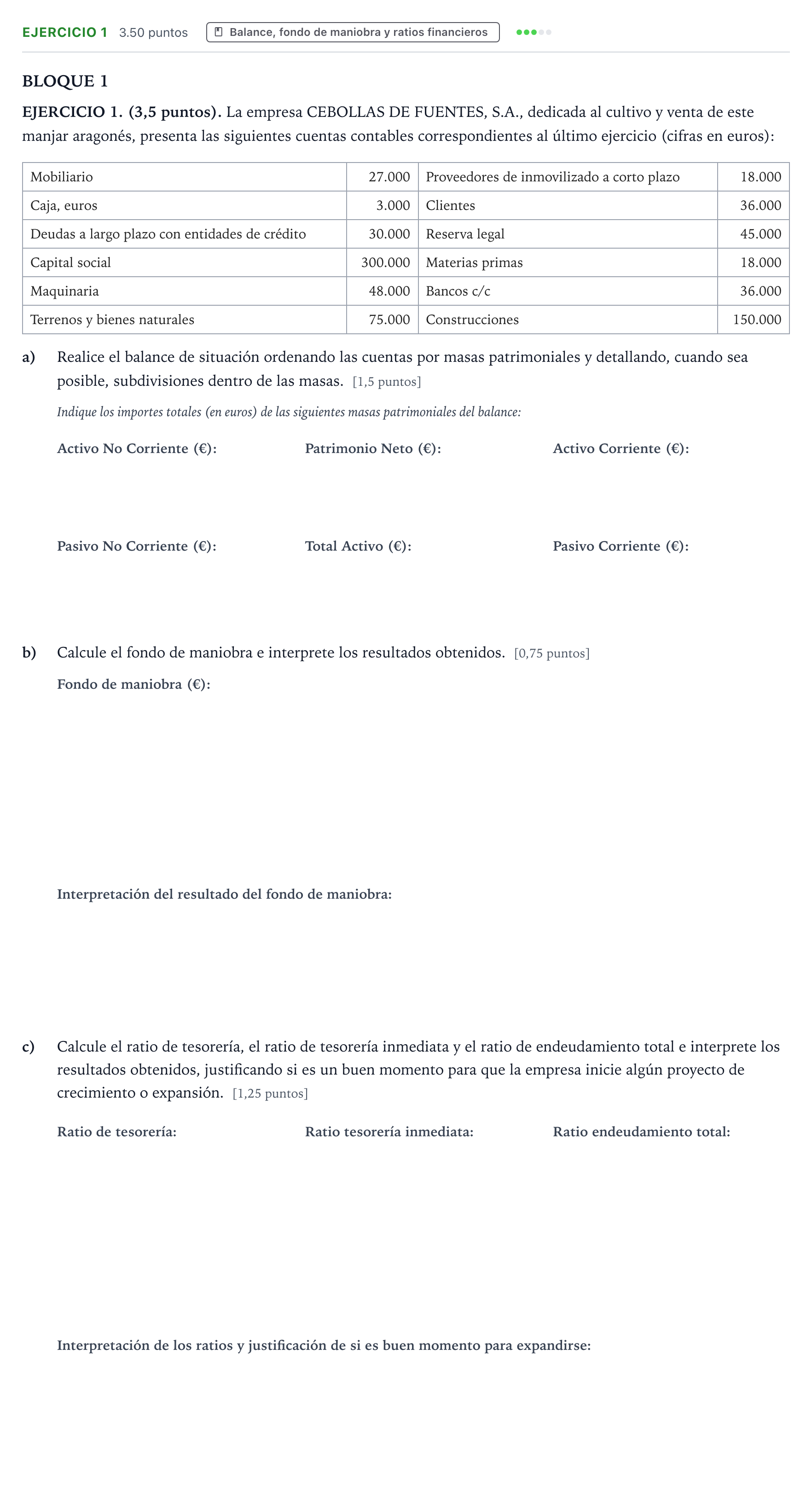 Enunciado: Ejercicio 1 · Empresa y Diseño de Modelos de Negocio PAU Aragón Extraordinaria 2026
