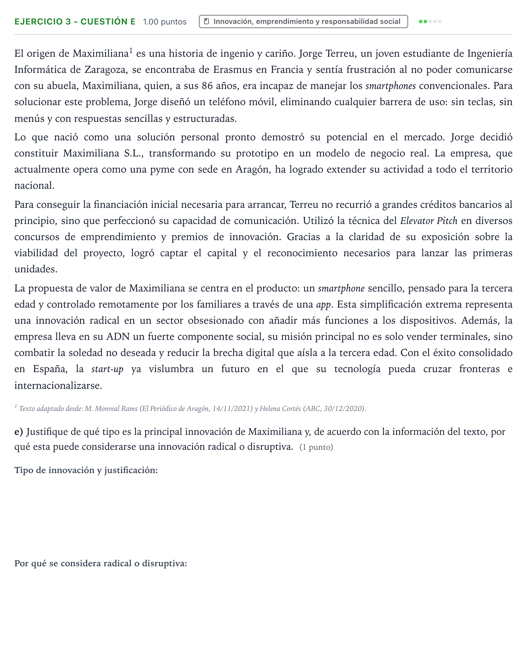 Enunciado: Ejercicio 3 - Cuestión e · Empresa y Diseño de Modelos de Negocio PAU Aragón Extraordinaria 2026