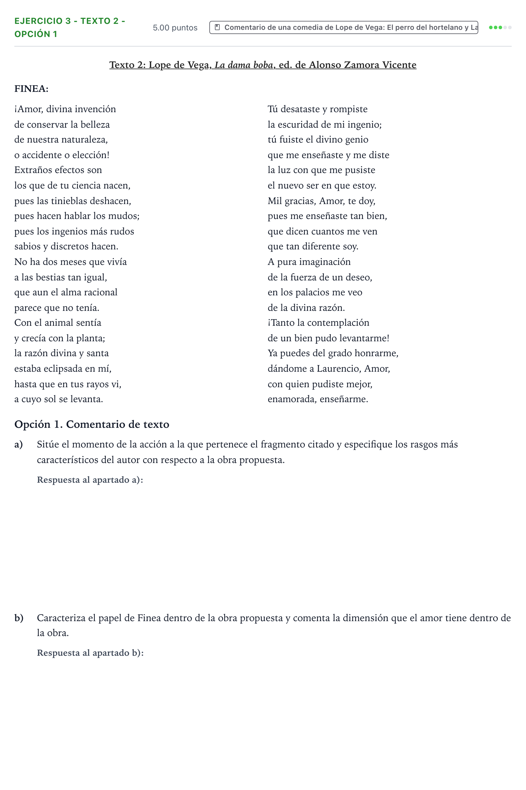 Enunciado: Ejercicio 3 - Texto 2 - Opción 1 · Artes Escénicas PAU Aragón Extraordinaria 2026