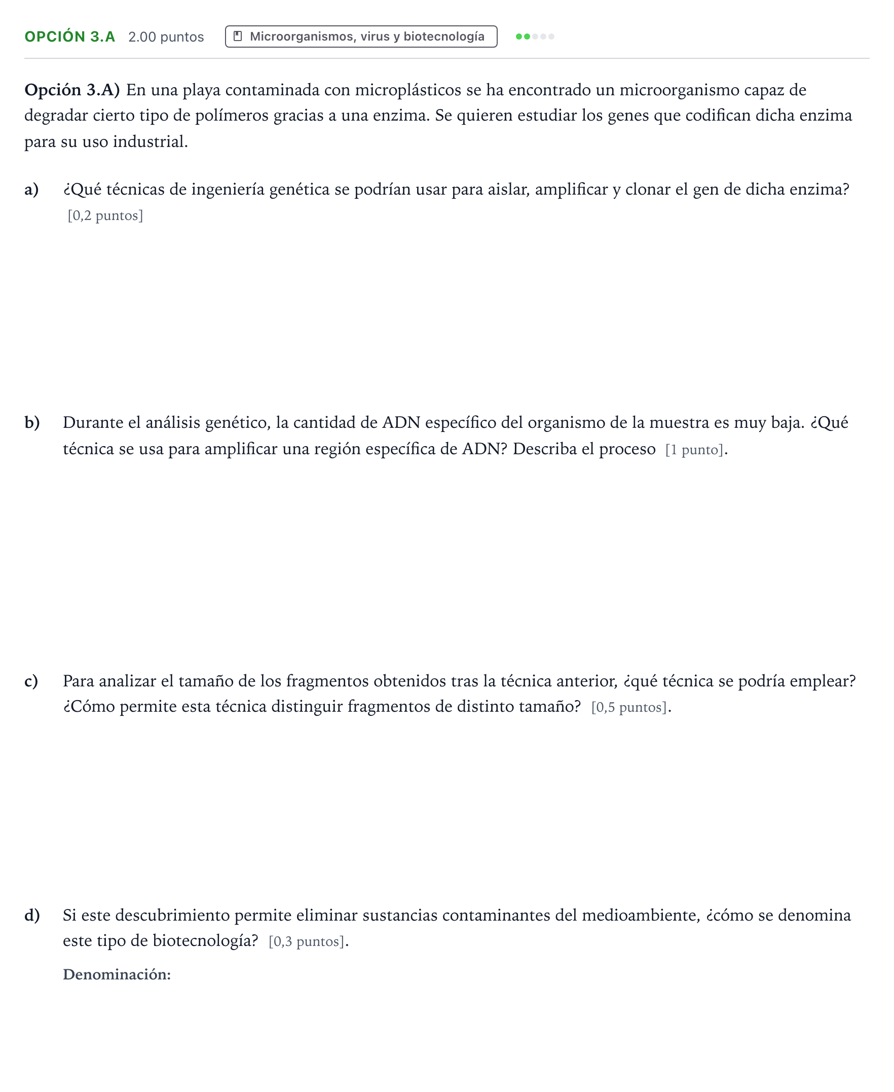 Enunciado: Opción 3.A · Biología PAU Aragón Extraordinaria 2026