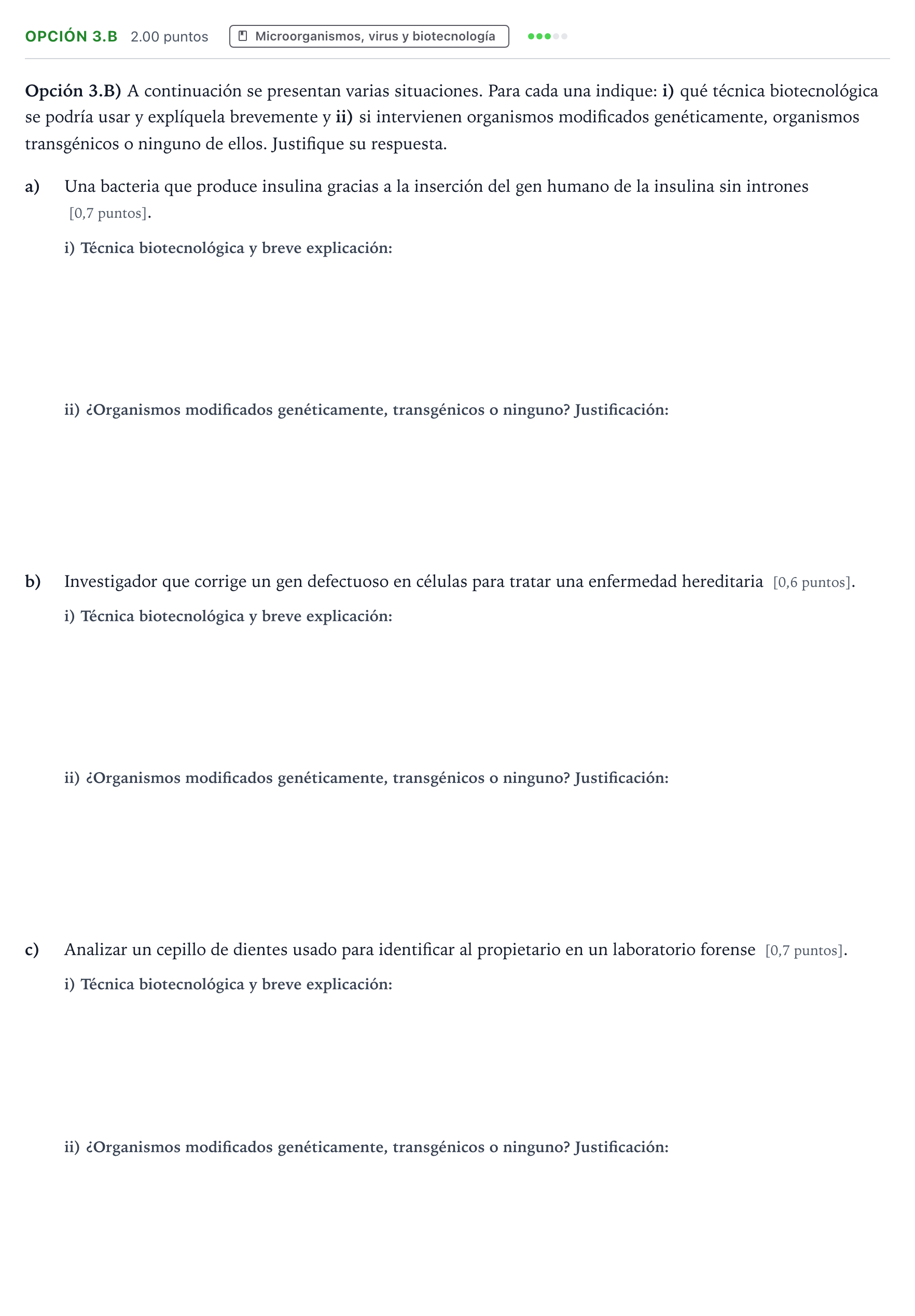 Enunciado: Opción 3.B · Biología PAU Aragón Extraordinaria 2026