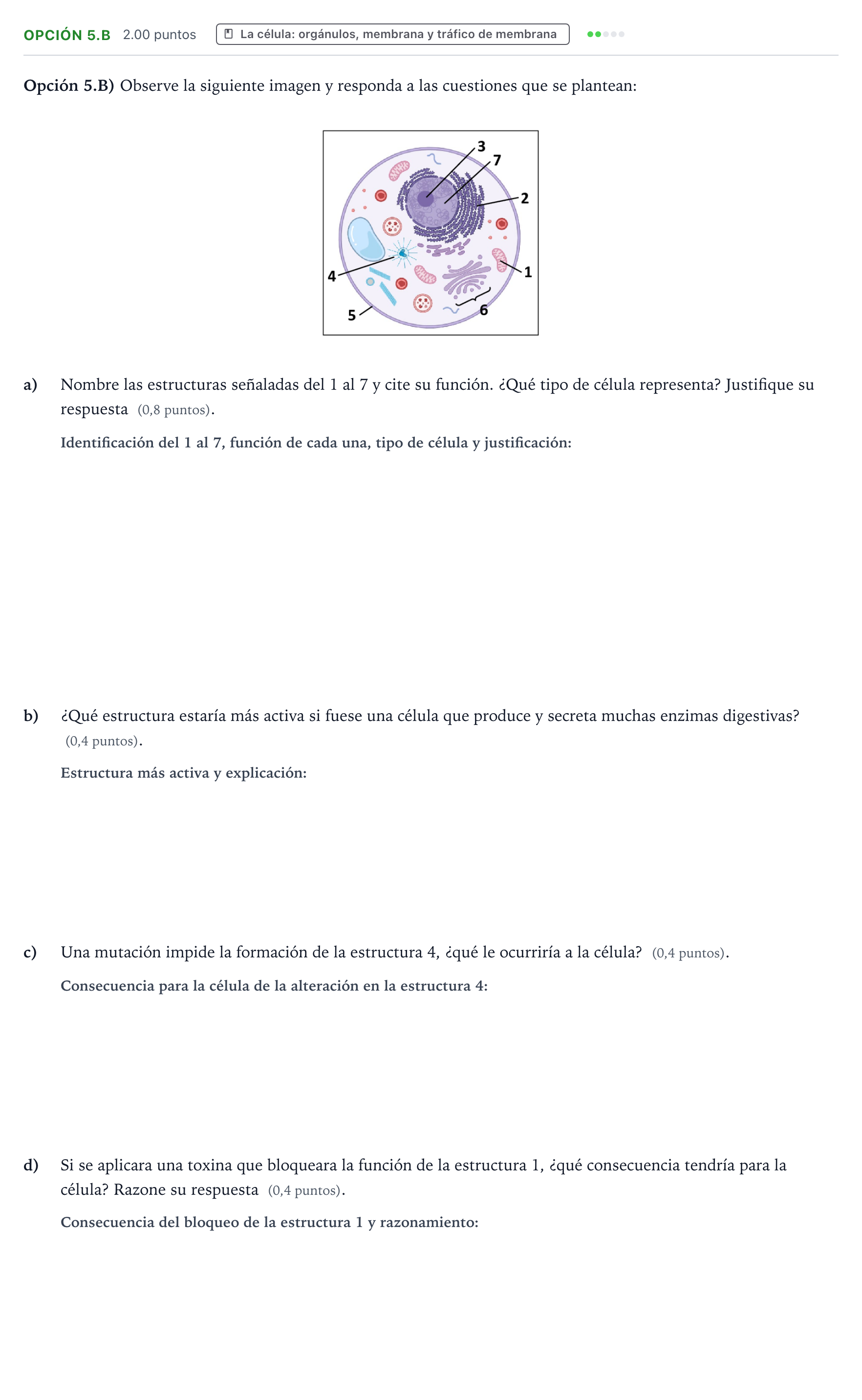 Enunciado: Opción 5.B · Biología PAU Aragón Extraordinaria 2026