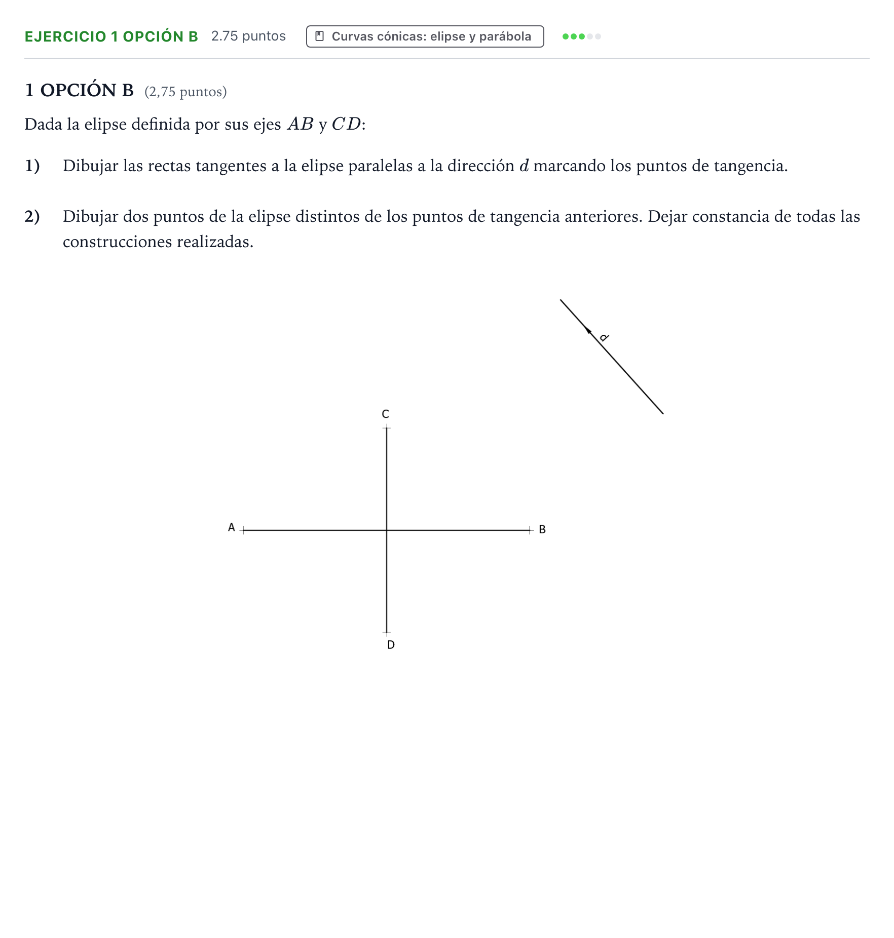 Enunciado: Ejercicio 1 OPCIÓN B · Dibujo técnico II PAU Aragón Ordinaria 2026