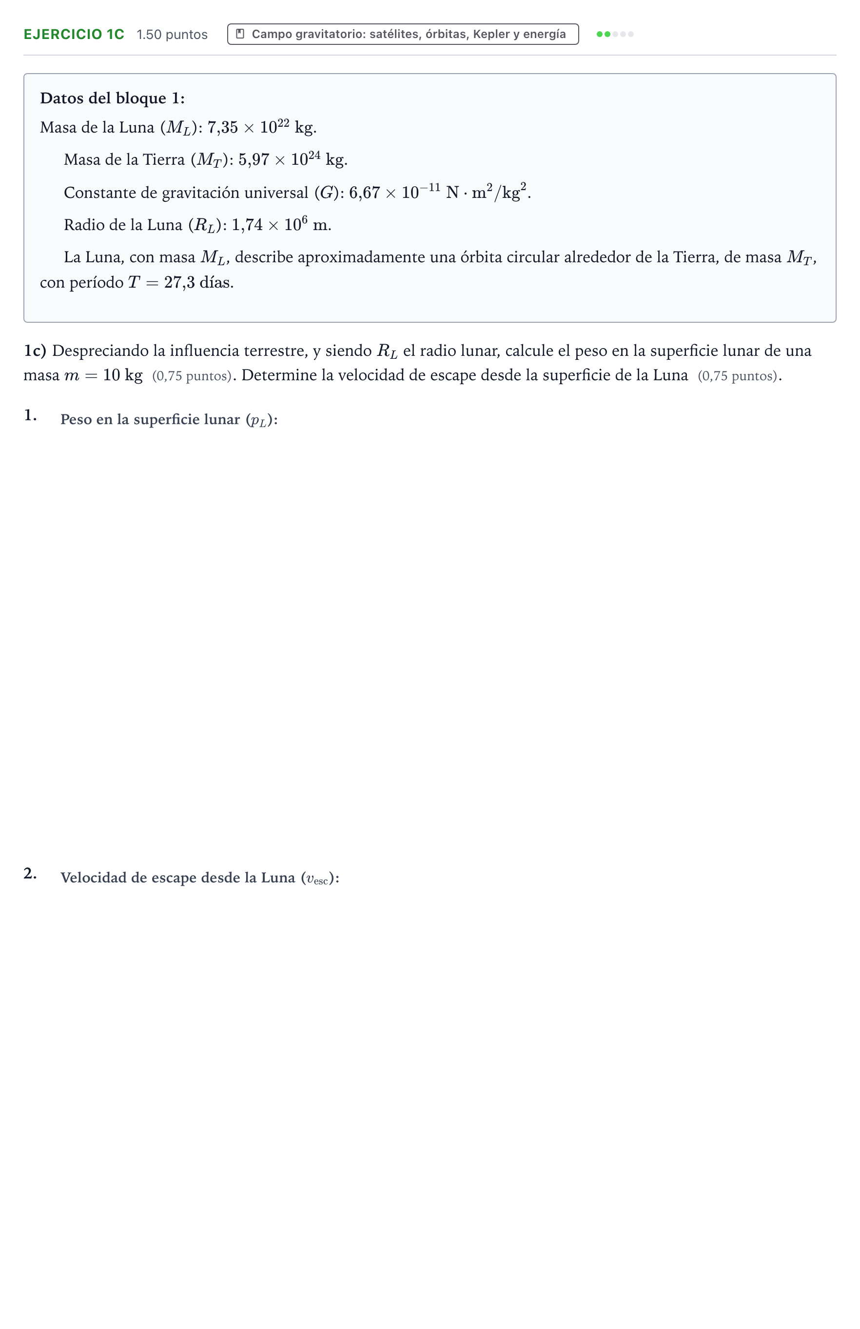 Enunciado: Ejercicio 1c · Física PAU Aragón Extraordinaria 2026