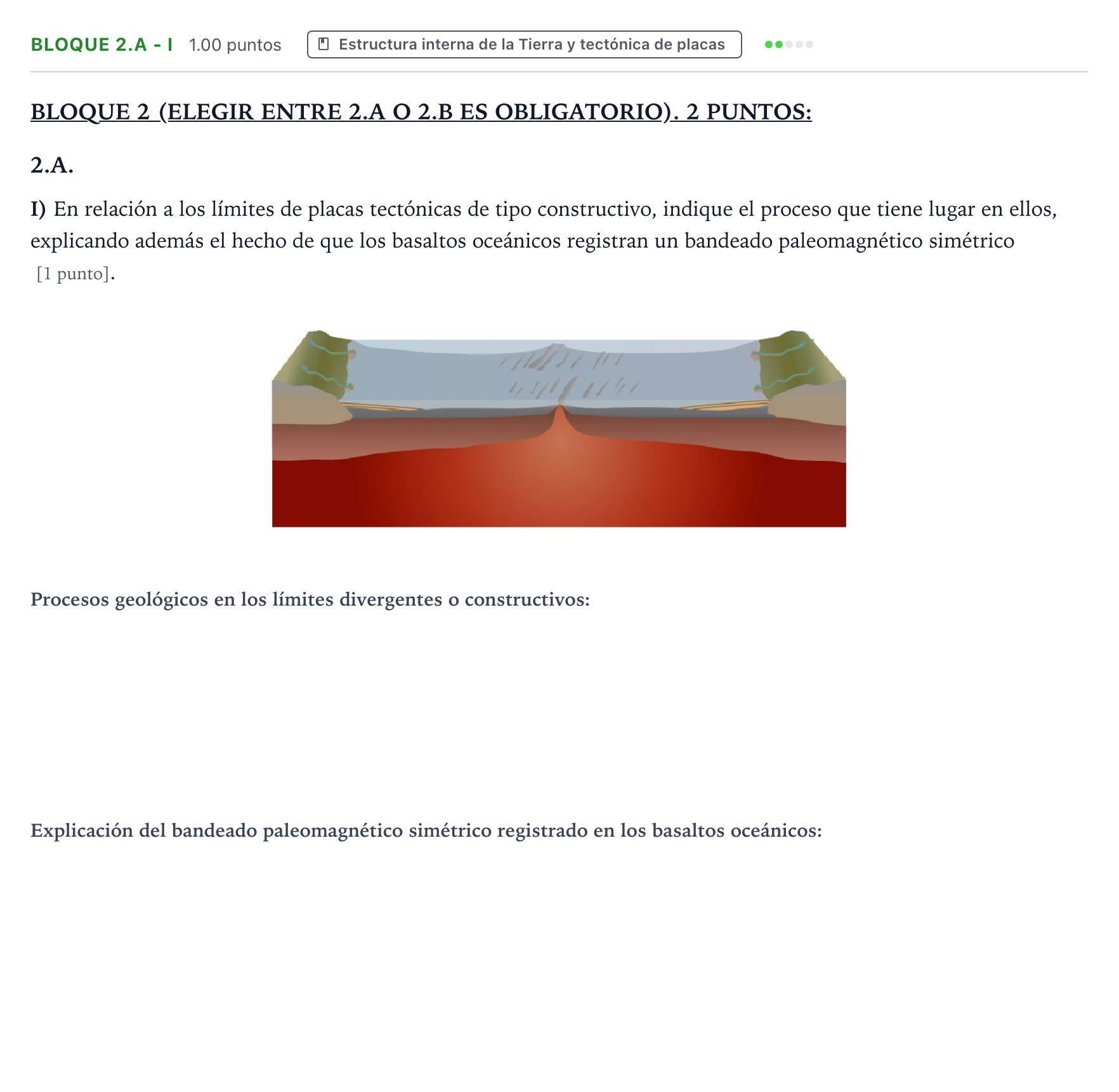 Enunciado: Bloque 2.A - I · Geología y Ciencias Ambientales PAU Aragón Extraordinaria 2026