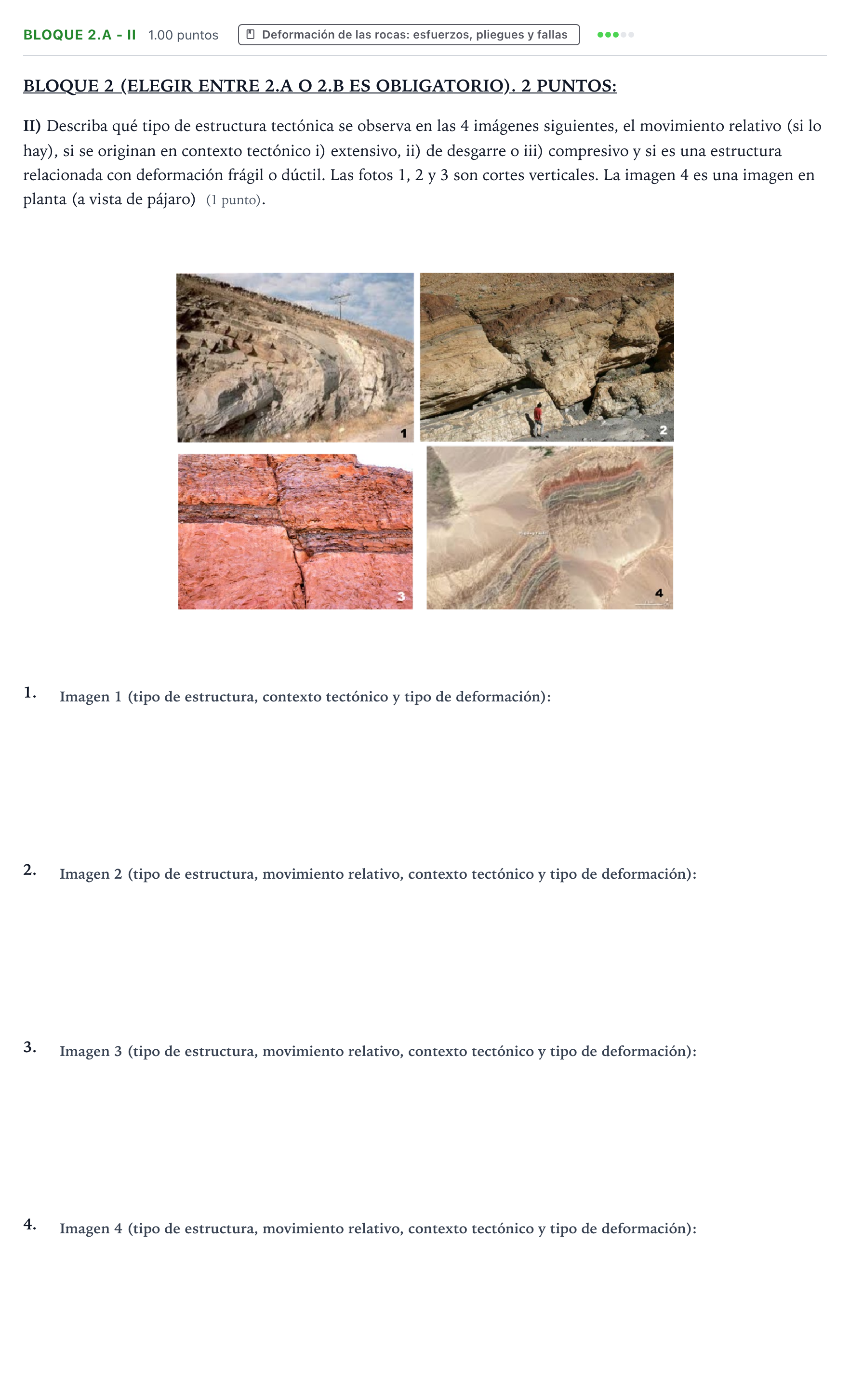Enunciado: Bloque 2.A - II · Geología y Ciencias Ambientales PAU Aragón Extraordinaria 2026