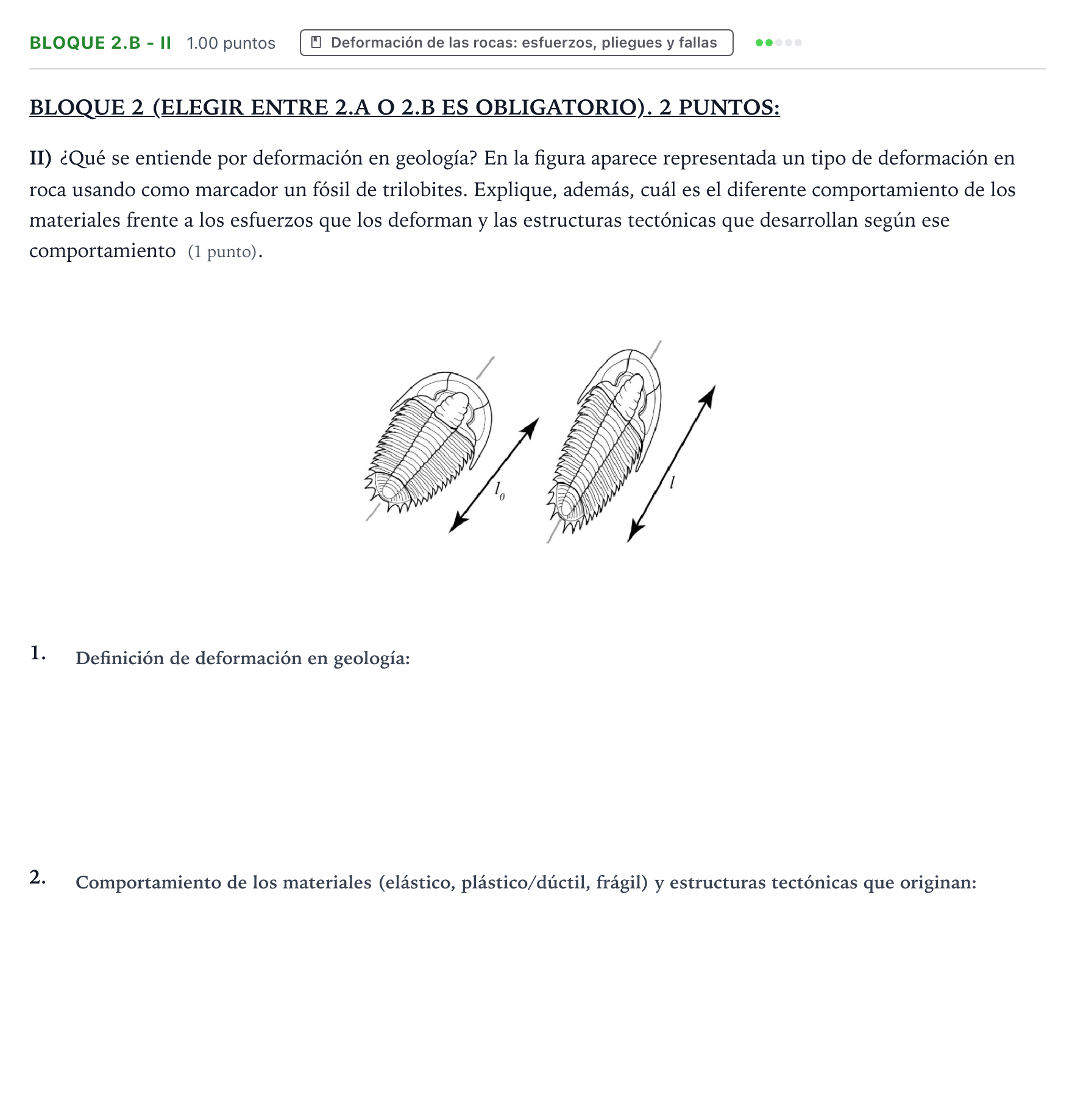 Enunciado: Bloque 2.B - II · Geología y Ciencias Ambientales PAU Aragón Extraordinaria 2026