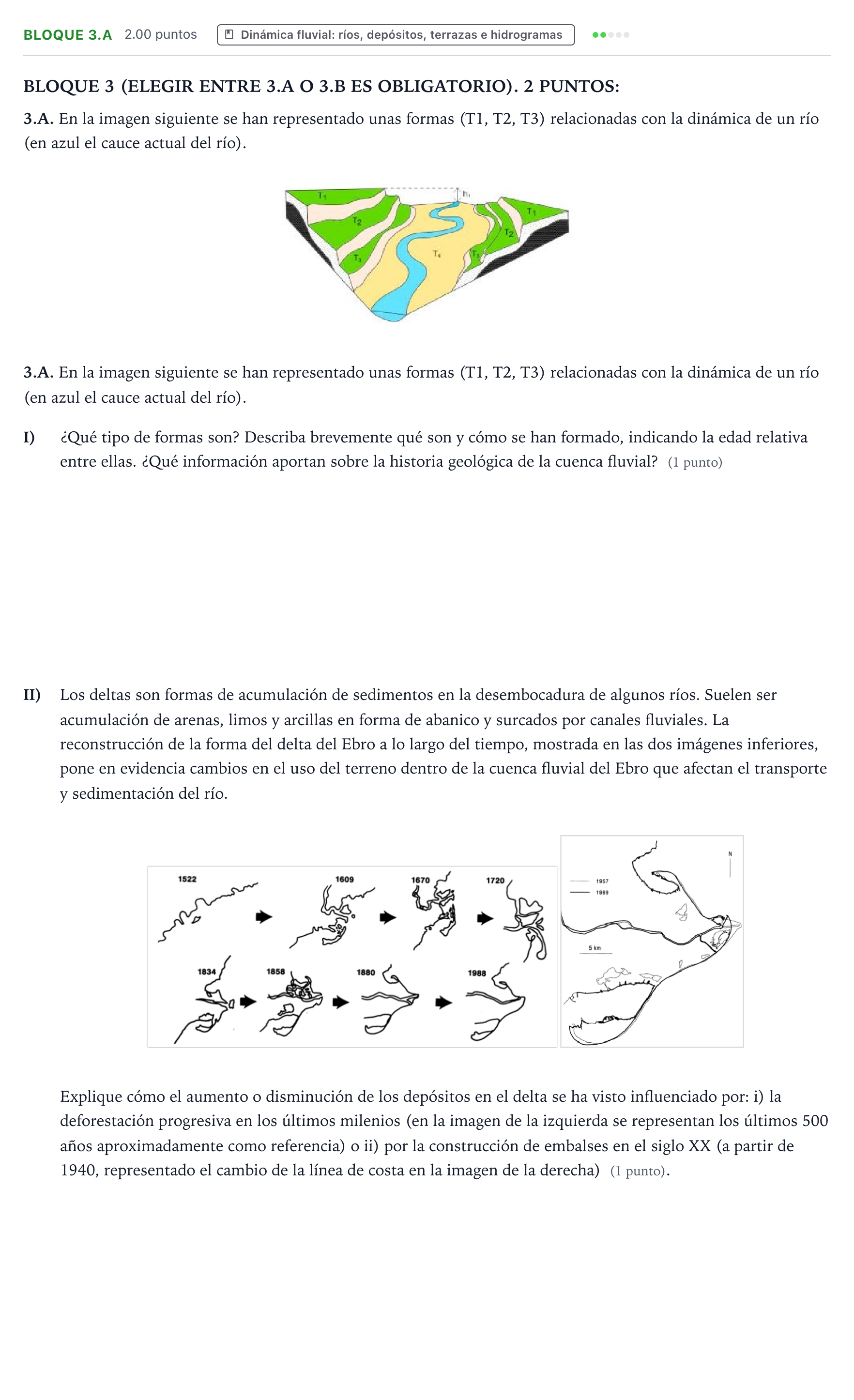 Enunciado: Bloque 3.A · Geología y Ciencias Ambientales PAU Aragón Extraordinaria 2026