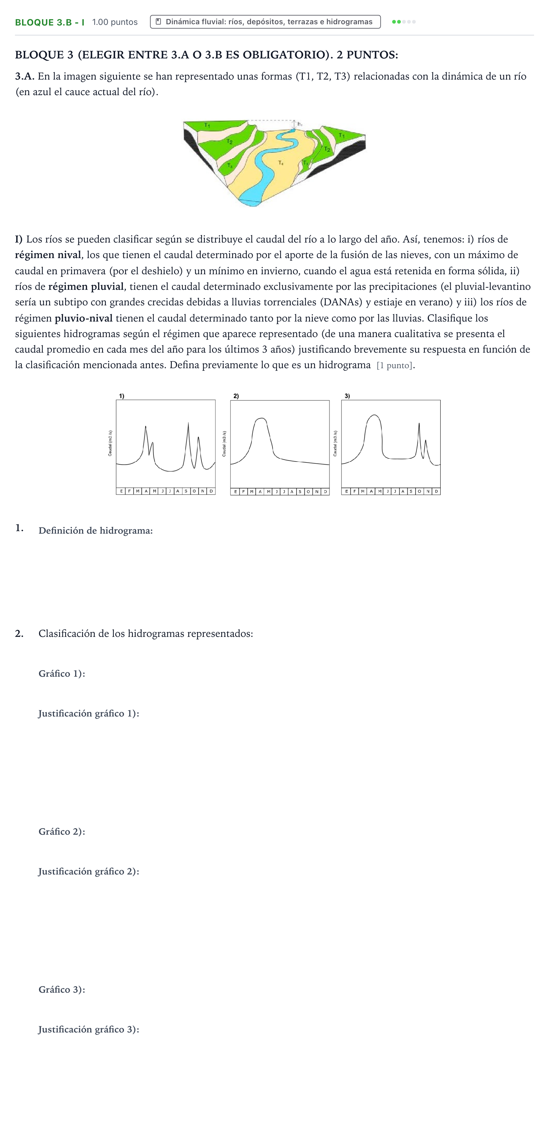 Enunciado: Bloque 3.B - I · Geología y Ciencias Ambientales PAU Aragón Extraordinaria 2026