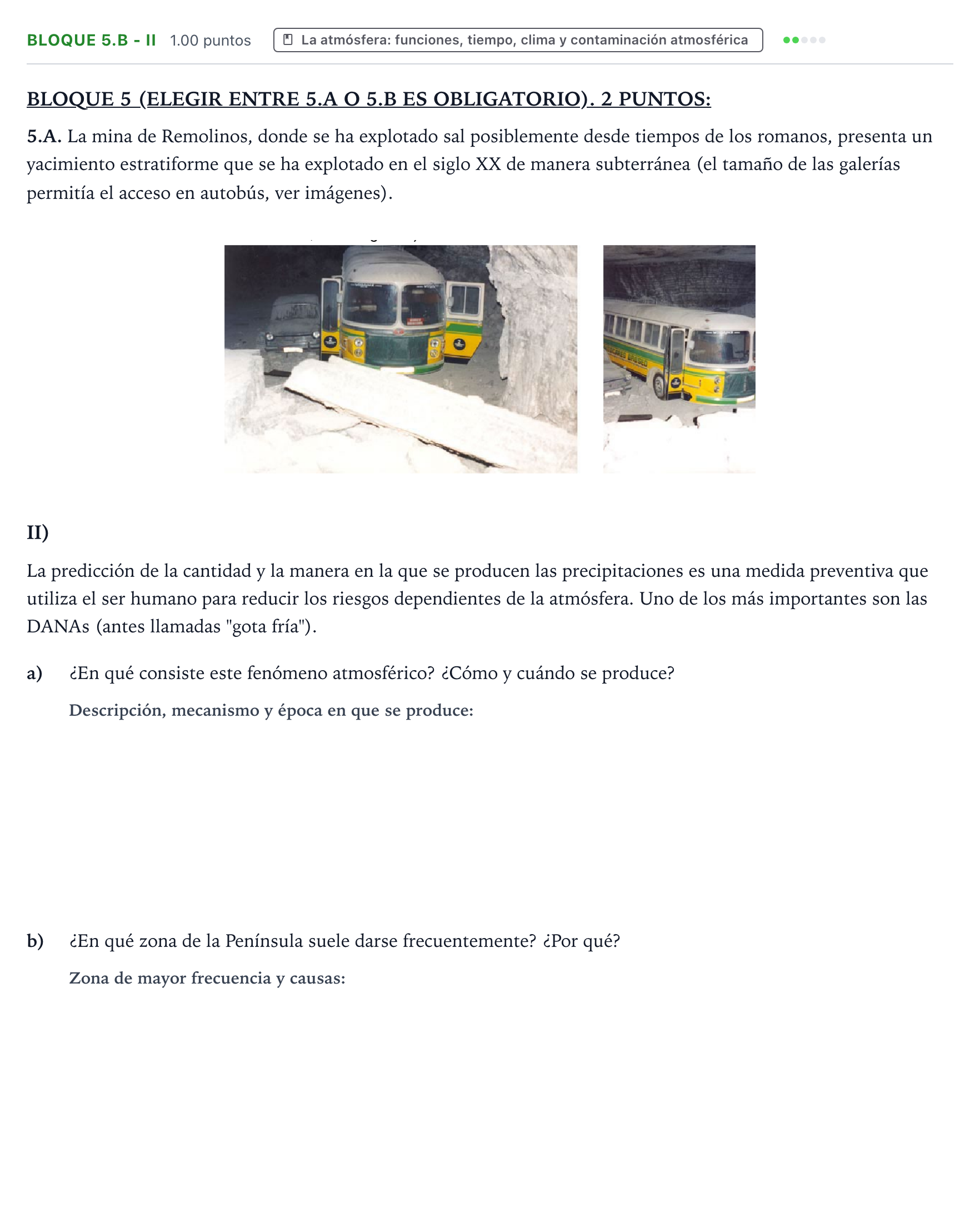 Enunciado: Bloque 5.B - II · Geología y Ciencias Ambientales PAU Aragón Extraordinaria 2026