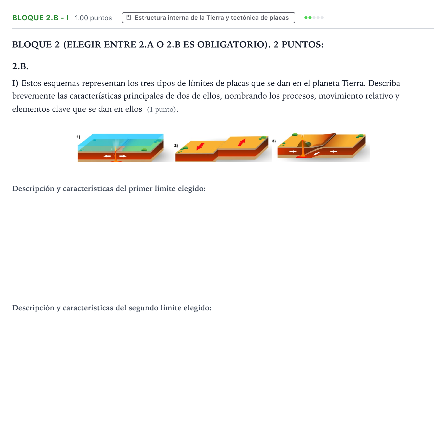 Enunciado: Bloque 2.B - I · Geología y Ciencias Ambientales PAU Aragón Ordinaria 2026