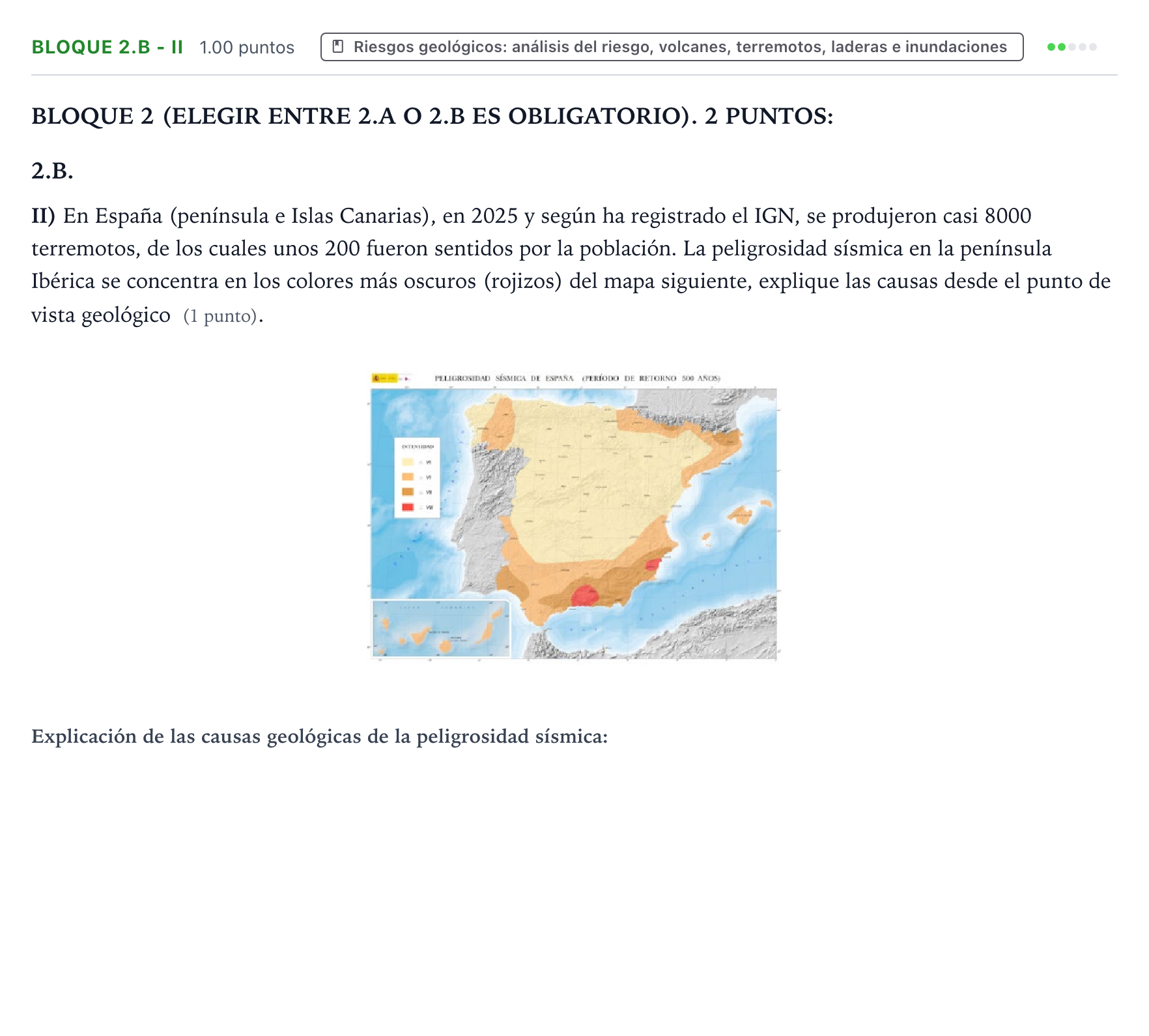 Enunciado: Bloque 2.B - II · Geología y Ciencias Ambientales PAU Aragón Ordinaria 2026