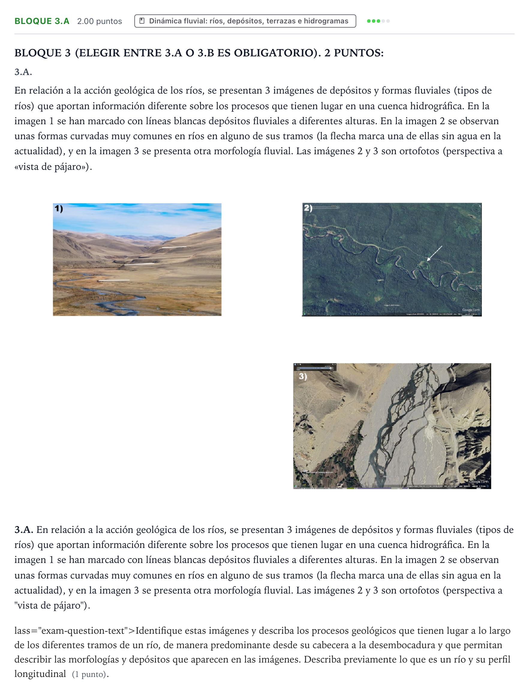 Enunciado: Bloque 3.A · Geología y Ciencias Ambientales PAU Aragón Ordinaria 2026