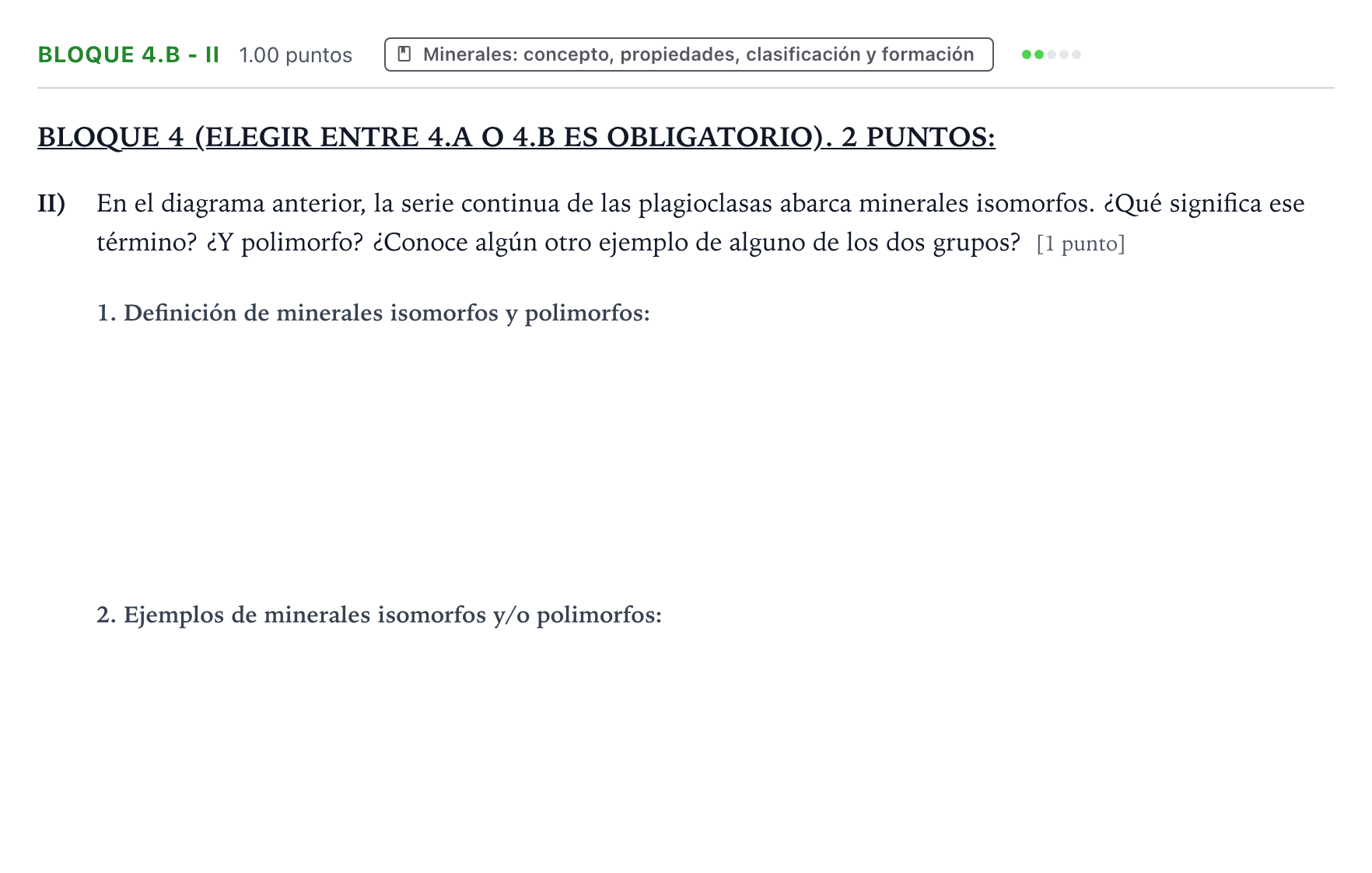 Enunciado: Bloque 4.B - II · Geología y Ciencias Ambientales PAU Aragón Ordinaria 2026