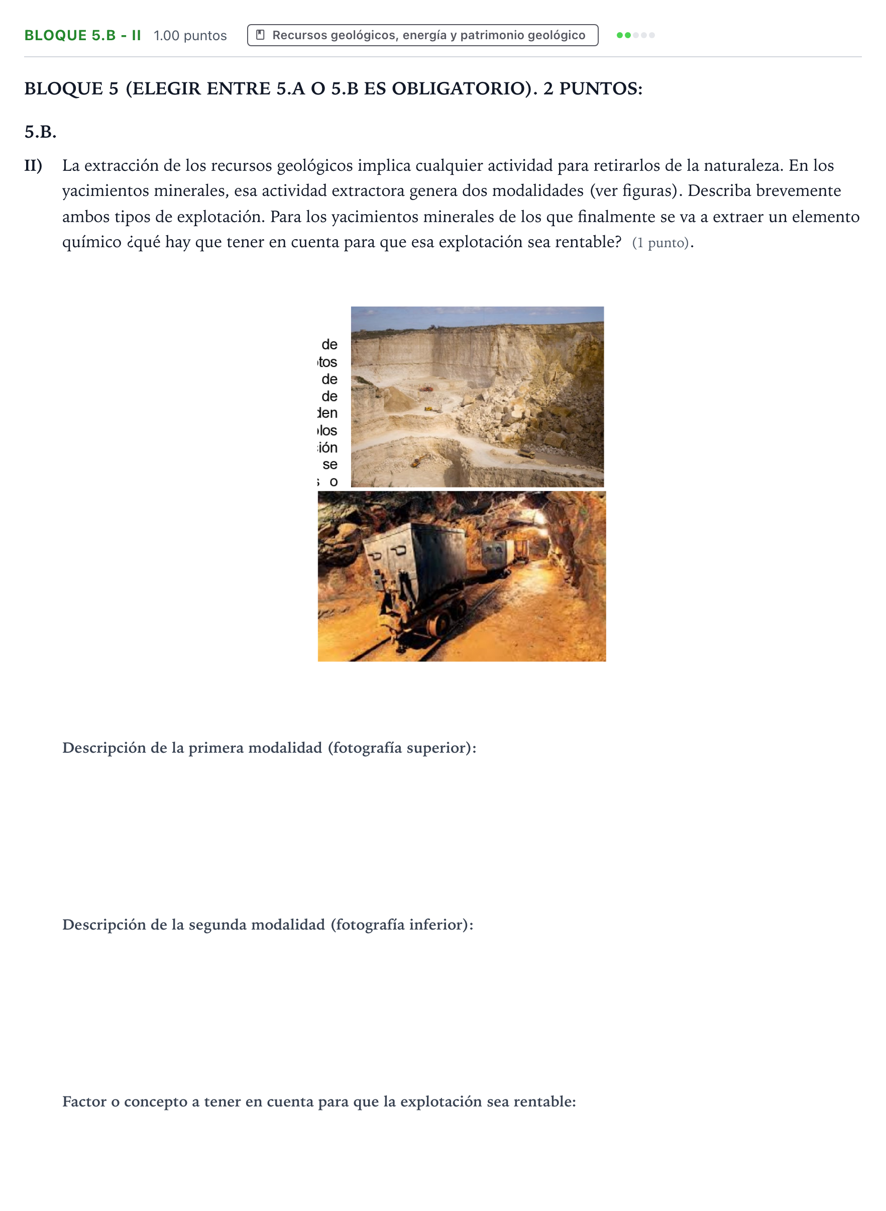 Enunciado: Bloque 5.B - II · Geología y Ciencias Ambientales PAU Aragón Ordinaria 2026