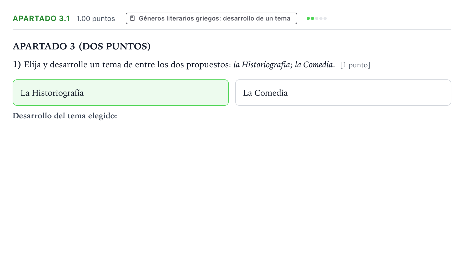 Enunciado: Apartado 3.1 - Géneros literarios · Griego II PAU Aragón Ordinaria 2026