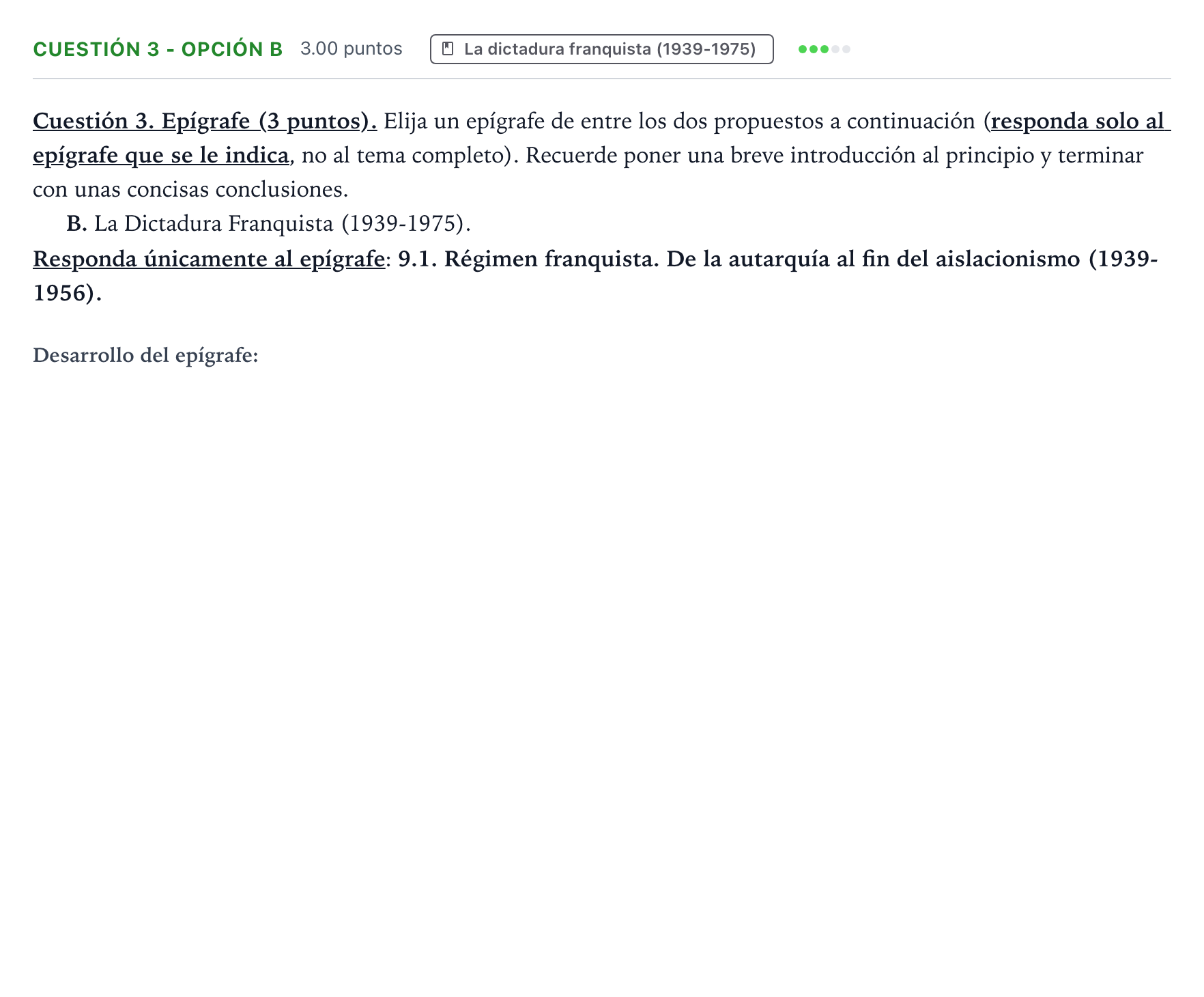 Enunciado: Cuestión 3 - Opción B · Historia de España PAU Aragón Extraordinaria 2026
