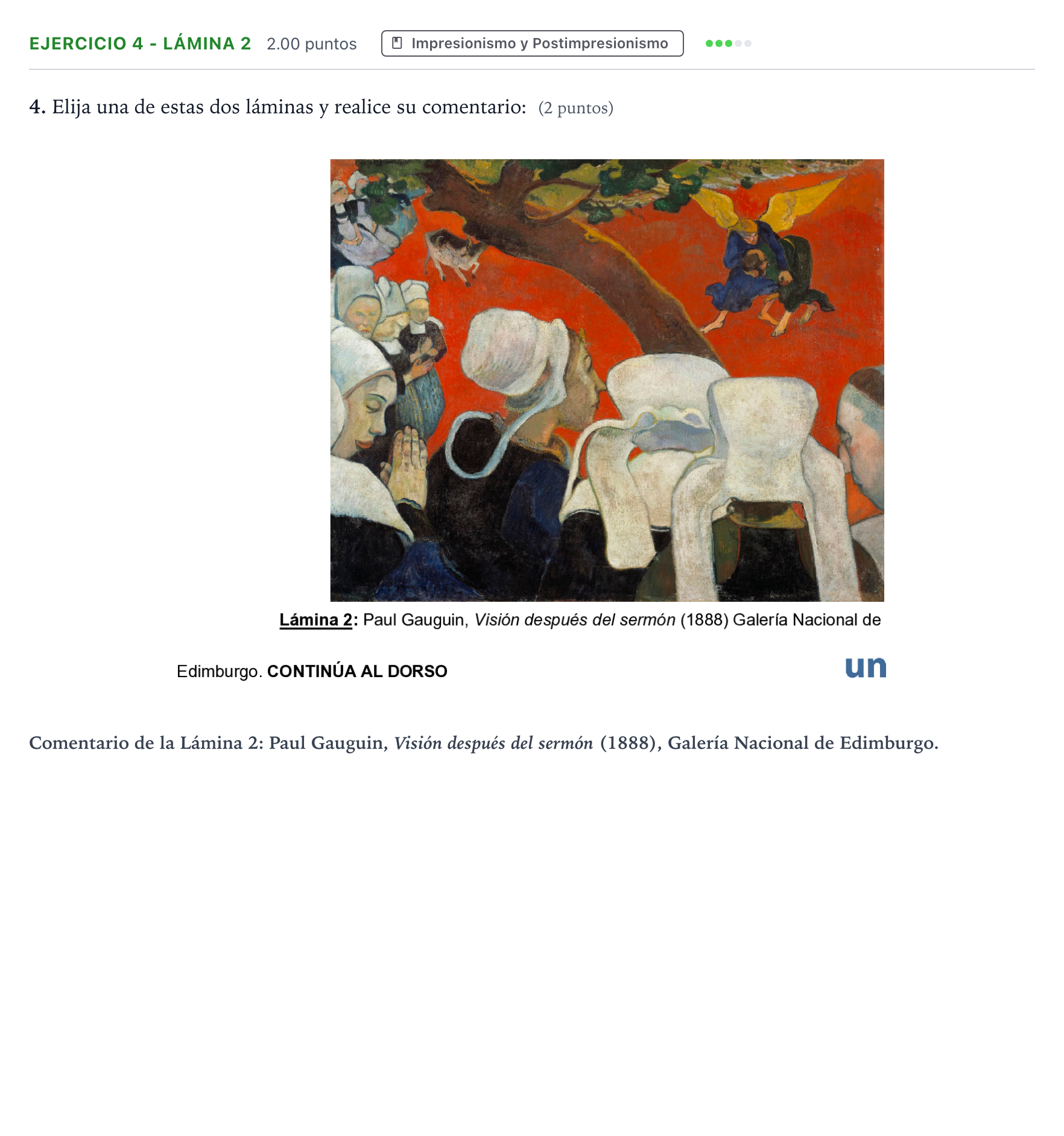 Enunciado: Ejercicio 4 - Lámina 2 · Historia del Arte PAU Aragón Ordinaria 2026