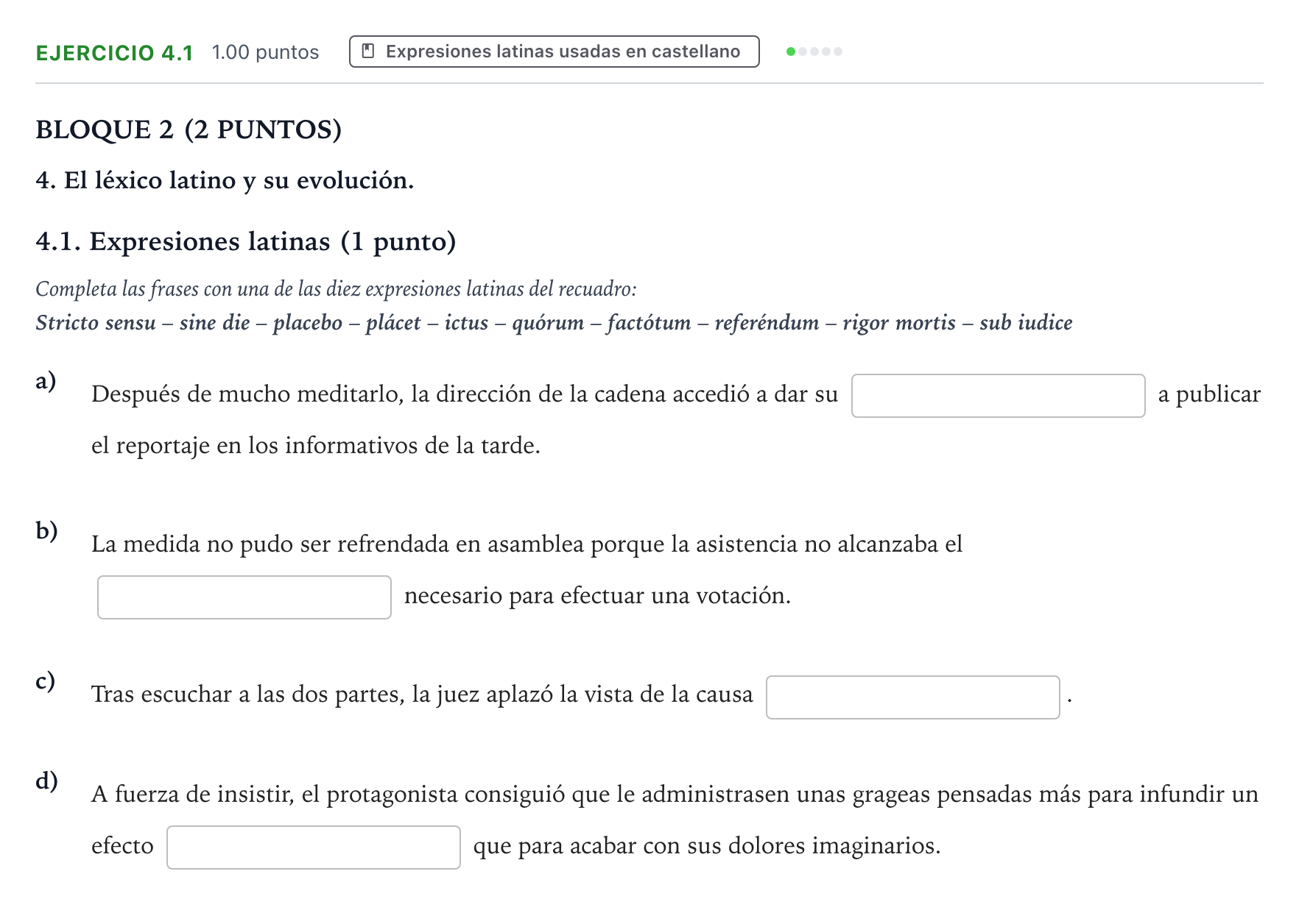 Enunciado: Ejercicio 4.1 · Latín II PAU Aragón Extraordinaria 2026
