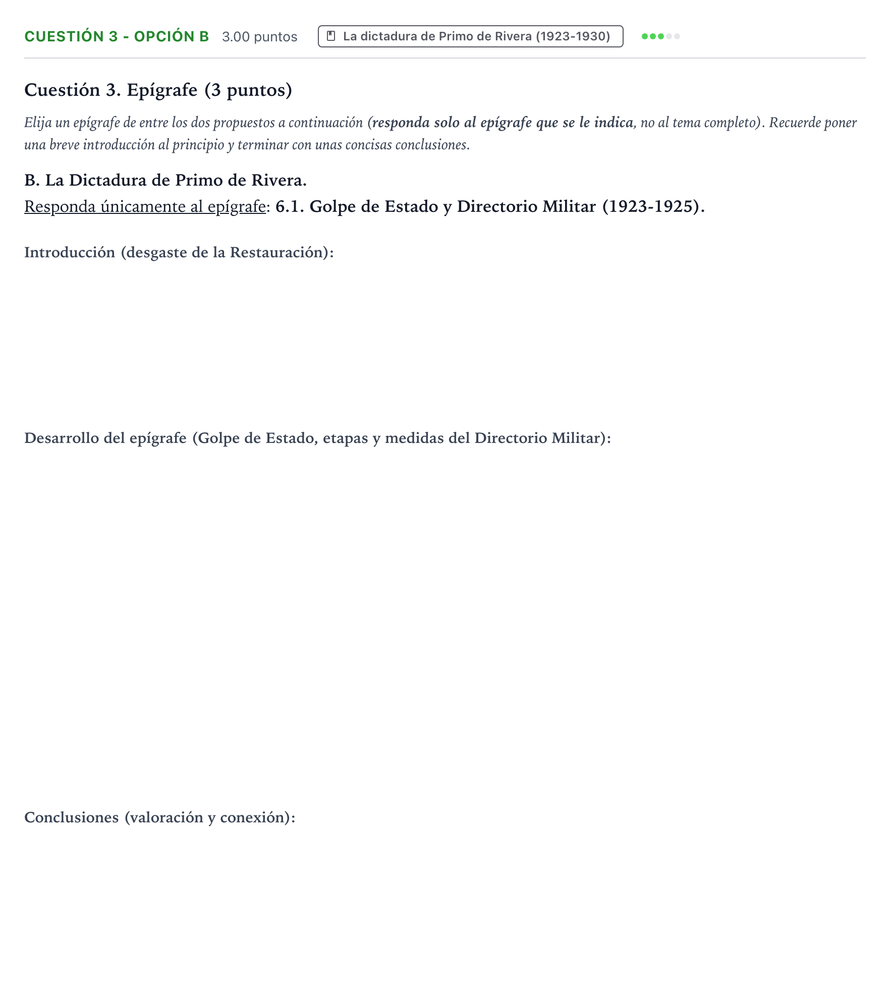 Enunciado: Cuestión 3 - Opción B · Historia de España PAU Aragón Ordinaria 2026