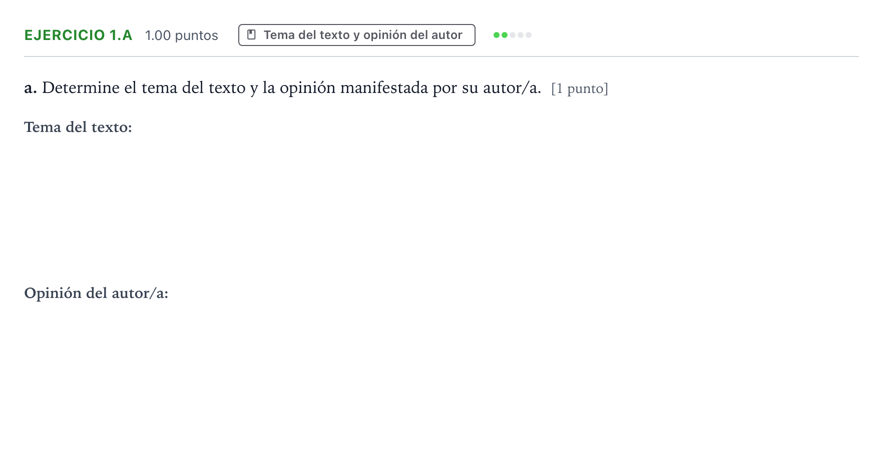 Enunciado: Ejercicio 1.a - Tema del texto y opinión del autor · Lengua Castellana y Literatura II PAU Aragón Extraordinaria 2026