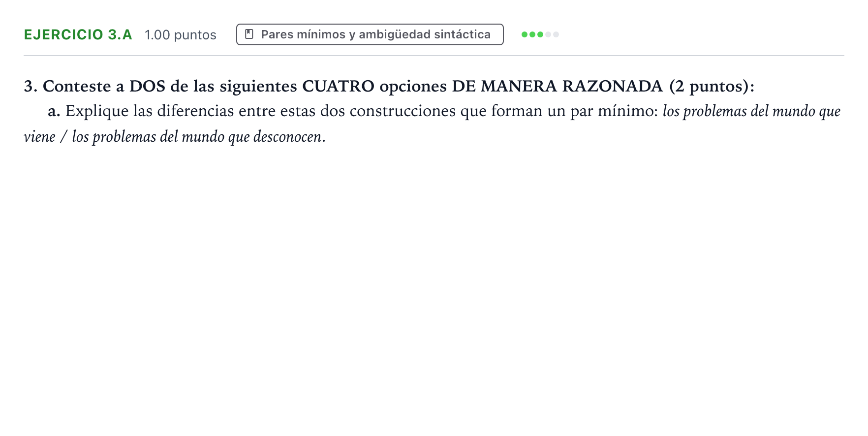 Enunciado: Ejercicio 3.a · Lengua Castellana y Literatura II PAU Aragón Extraordinaria 2026
