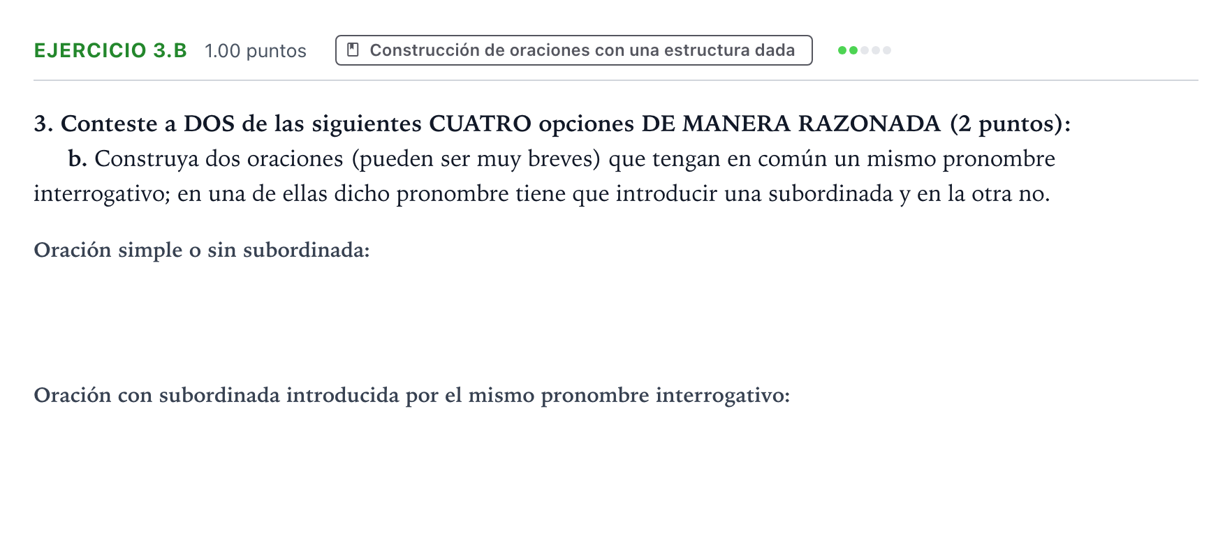 Enunciado: Ejercicio 3.b · Lengua Castellana y Literatura II PAU Aragón Extraordinaria 2026