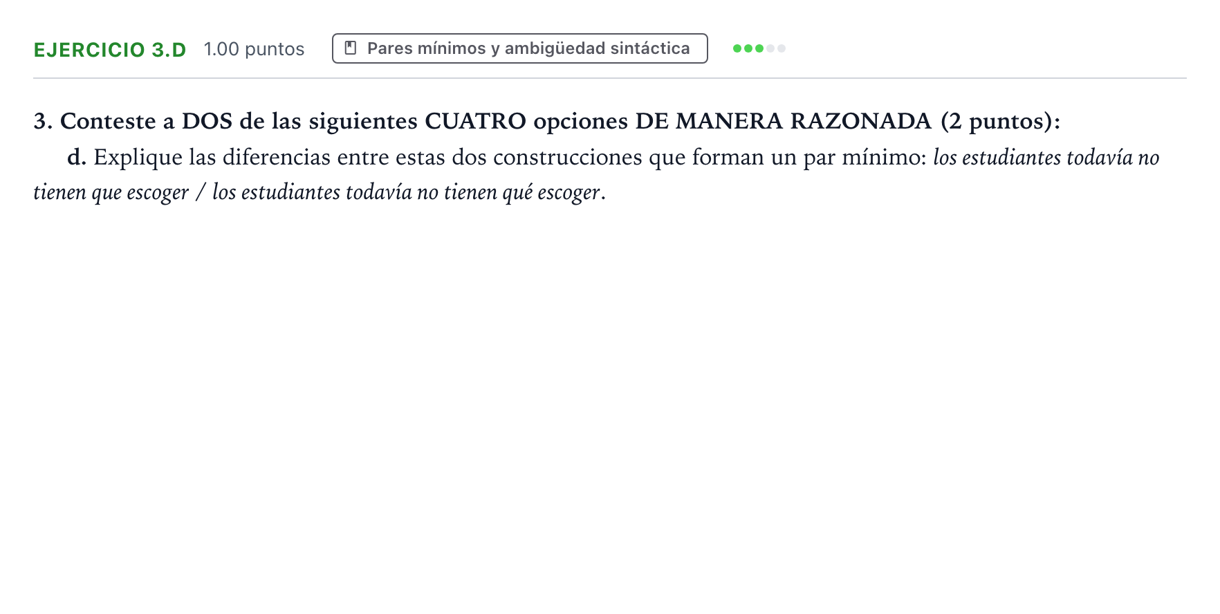 Enunciado: Ejercicio 3.d · Lengua Castellana y Literatura II PAU Aragón Extraordinaria 2026
