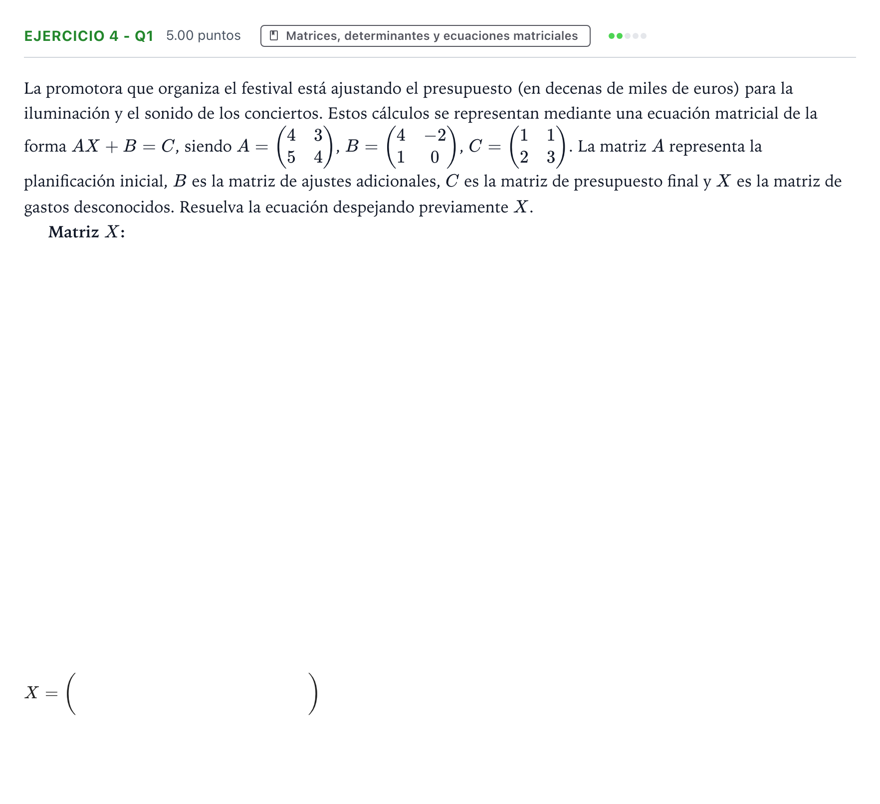 Enunciado: Ejercicio 4 - Q1 · Matemáticas aplicadas a las Ciencias Sociales II PAU Aragón Extraordinaria 2026