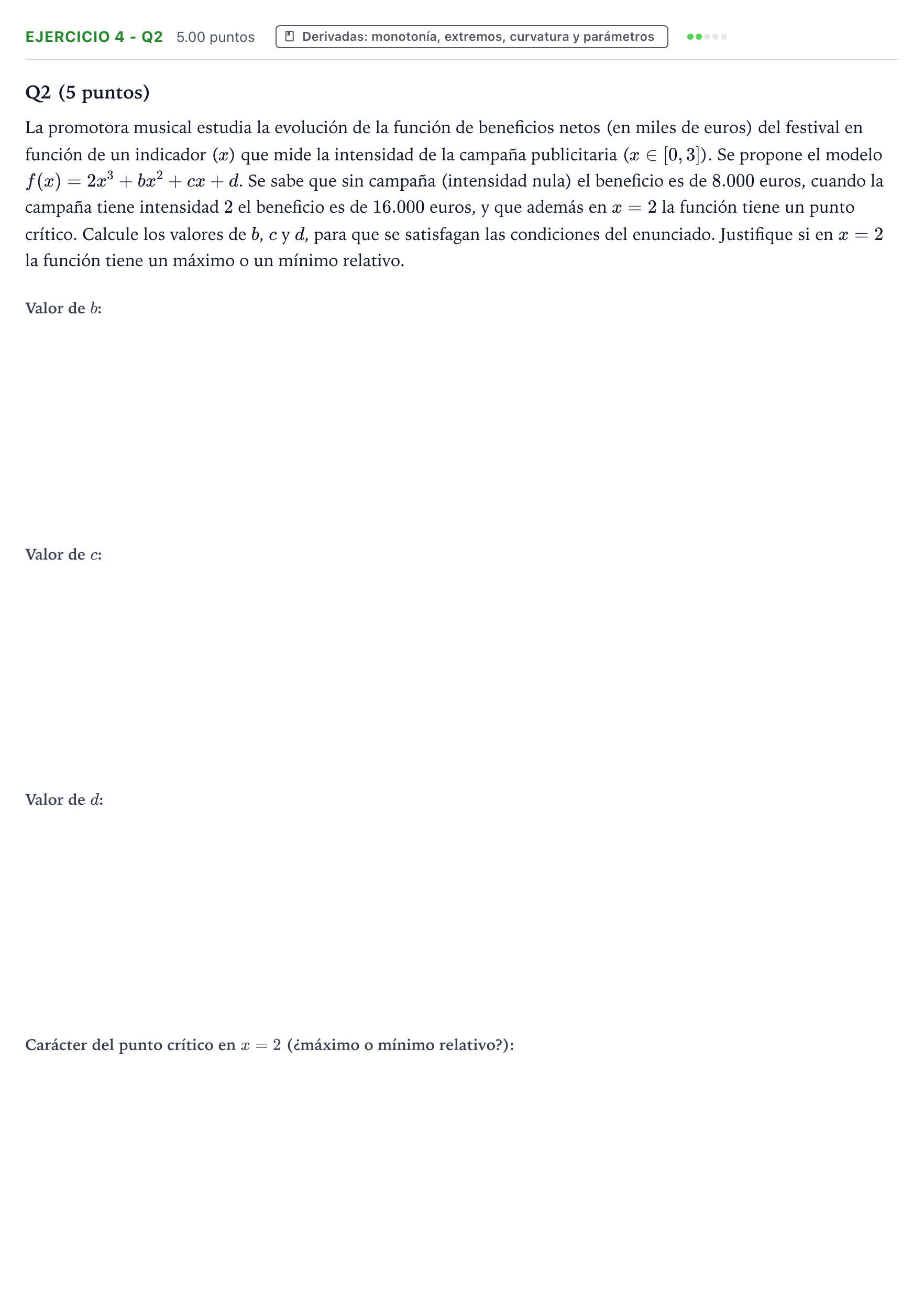 Enunciado: Ejercicio 4 - Q2 · Matemáticas aplicadas a las Ciencias Sociales II PAU Aragón Extraordinaria 2026